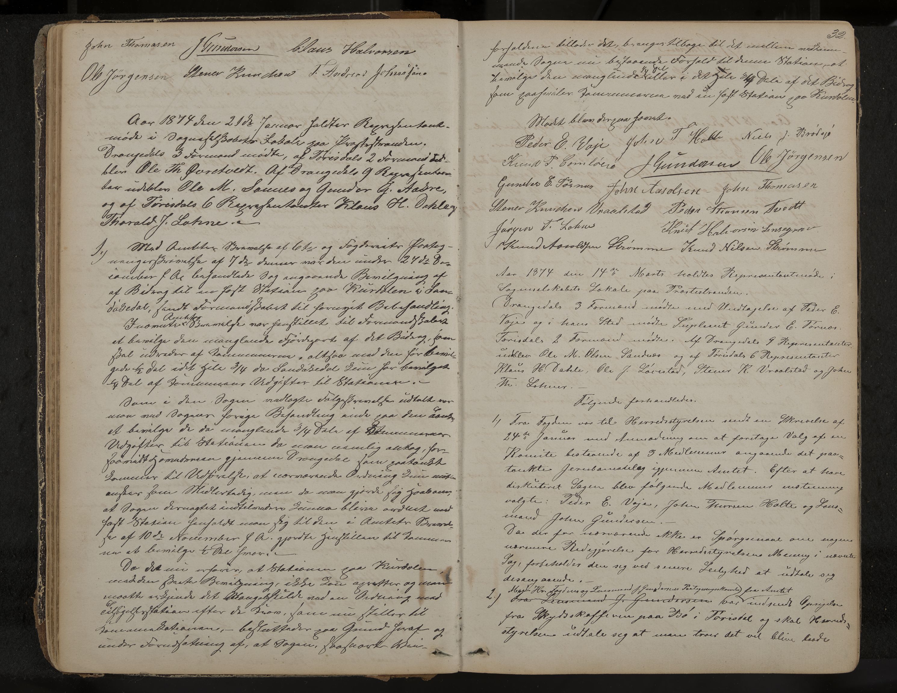 Drangedal formannskap og sentraladministrasjon, IKAK/0817021/A/L0002: Møtebok, 1870-1892, p. 32