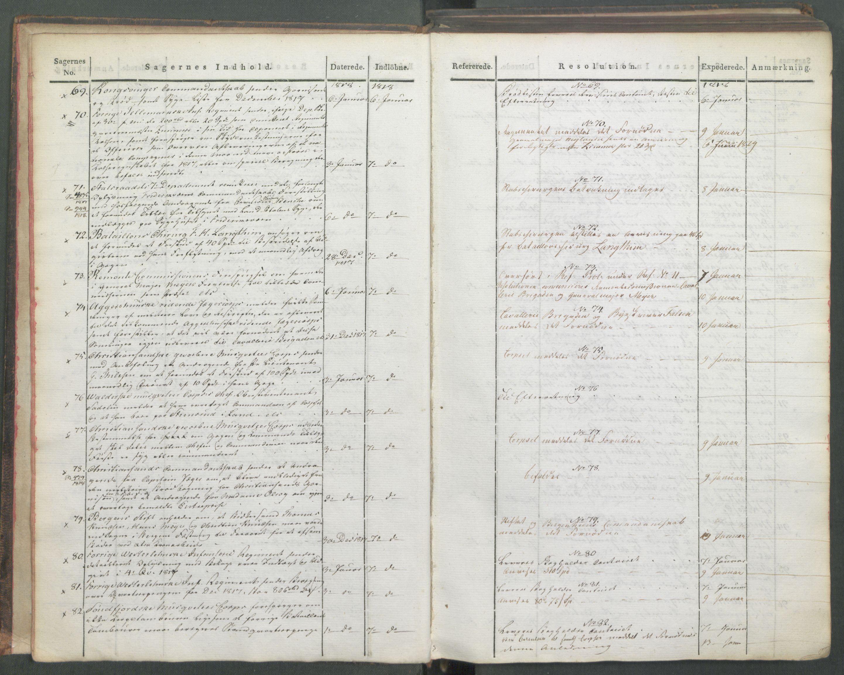 Armédepartementet, AV/RA-RAFA-3493/C/Ca/L0015: 6. Departements Journal, 1818