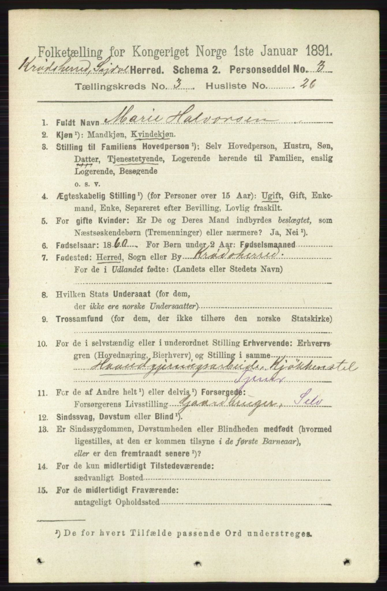 RA, 1891 census for 0621 Sigdal, 1891, p. 5765