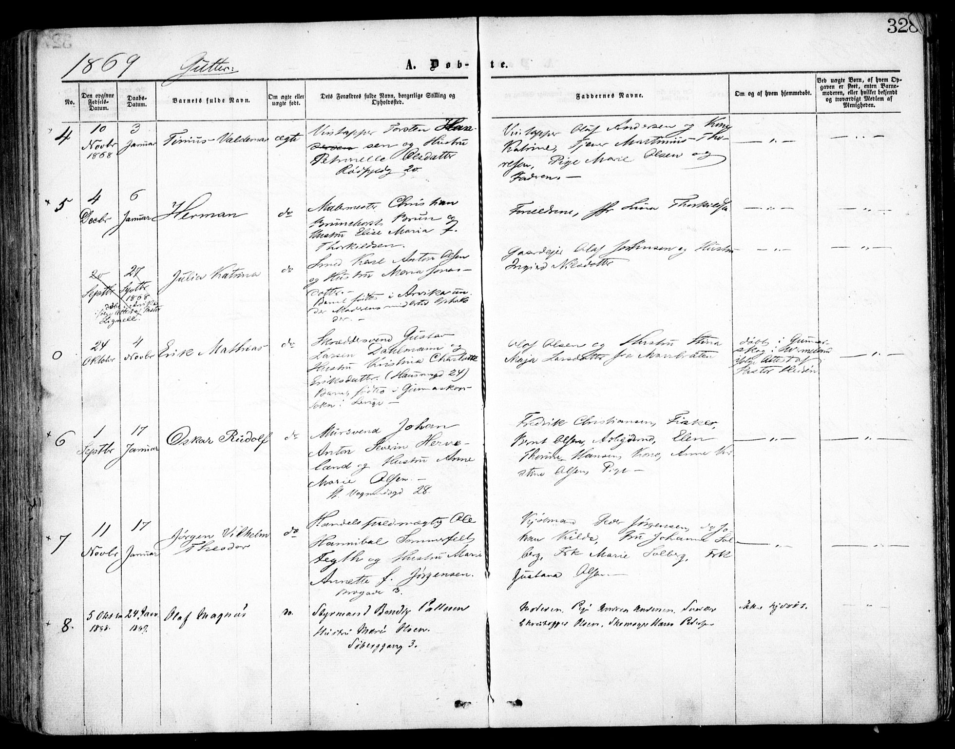 Oslo domkirke Kirkebøker, SAO/A-10752/F/Fa/L0016: Parish register (official) no. 16, 1863-1871, p. 328