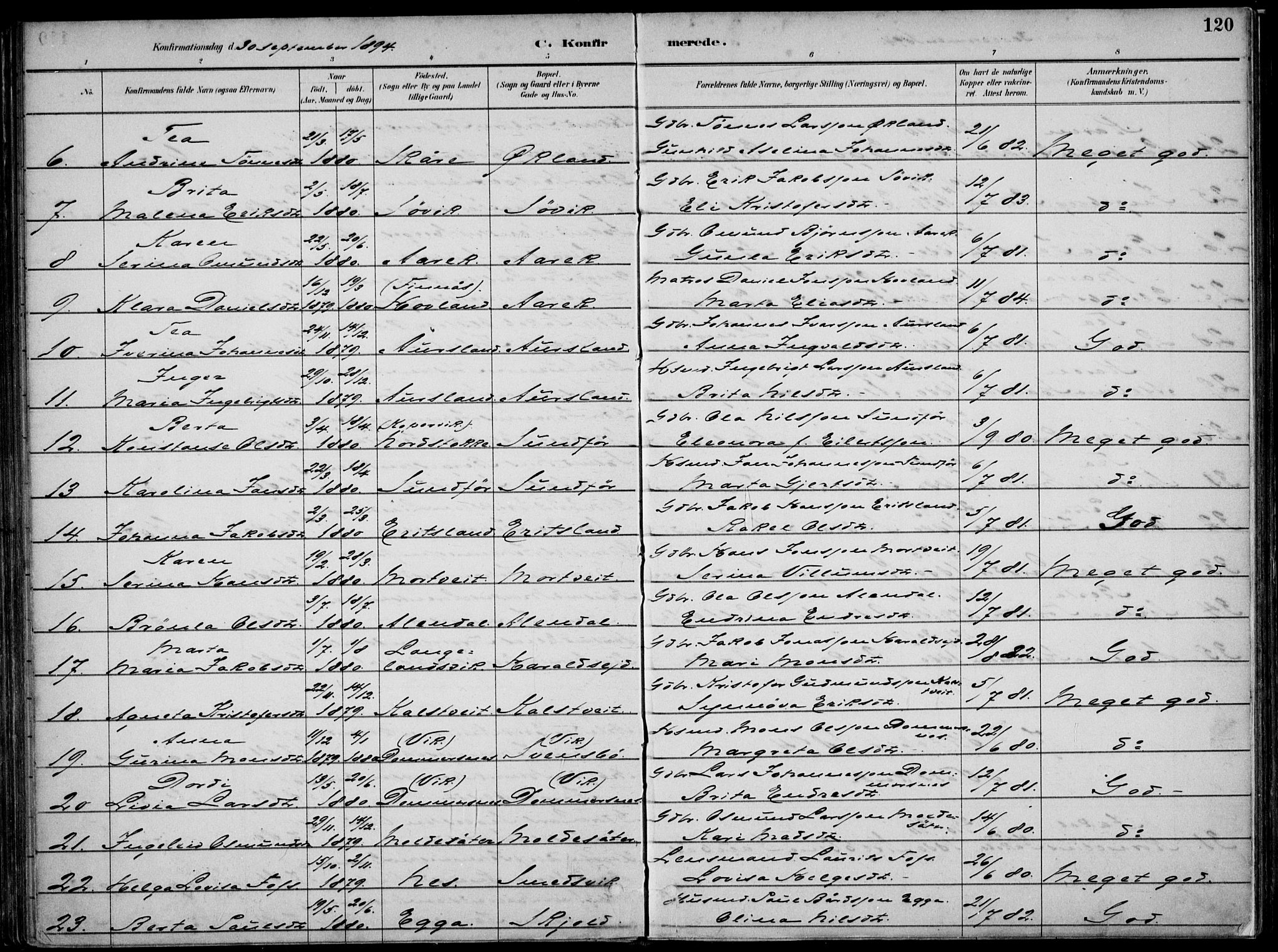Skjold sokneprestkontor, SAST/A-101847/H/Ha/Haa/L0010: Parish register (official) no. A 10, 1882-1897, p. 120