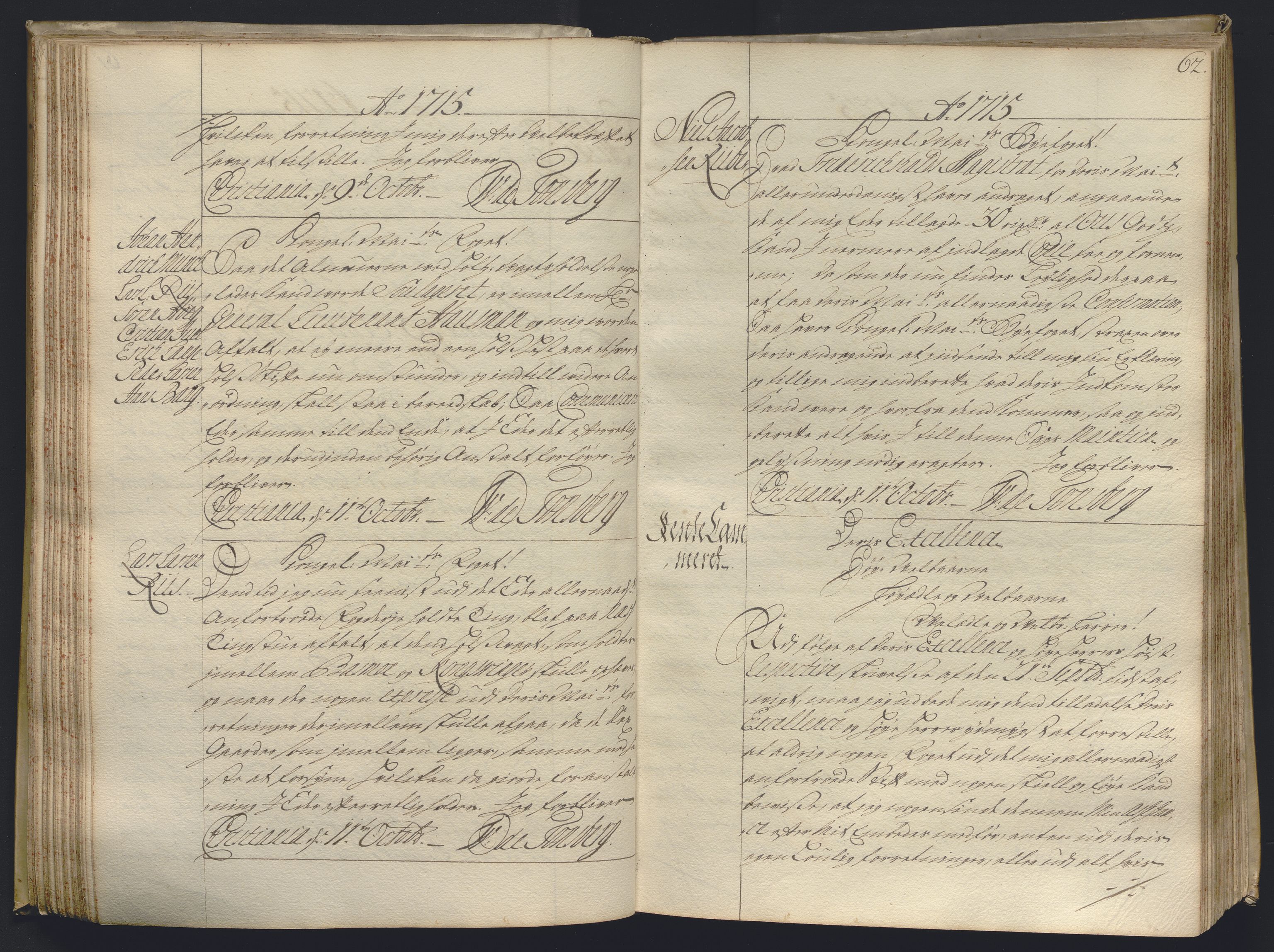 Kristiania stiftamt, AV/SAO-A-10386/B/Ba/L0004: Kopibok, 1715-1717, p. 61b-62a