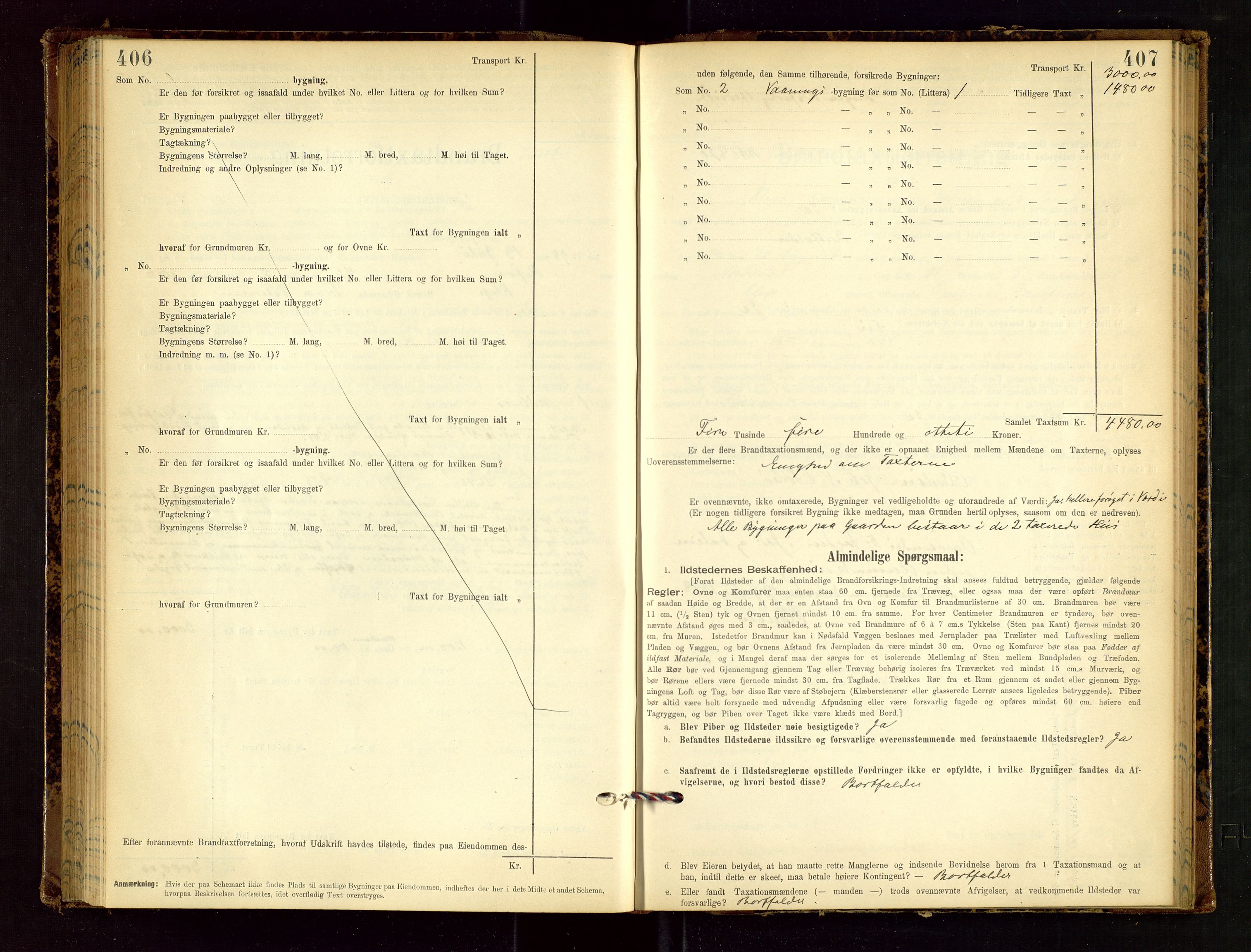 Klepp lensmannskontor, AV/SAST-A-100163/Goc/L0002: "Brandtaxationsprotokol" m/register, 1898-1902, p. 406-407