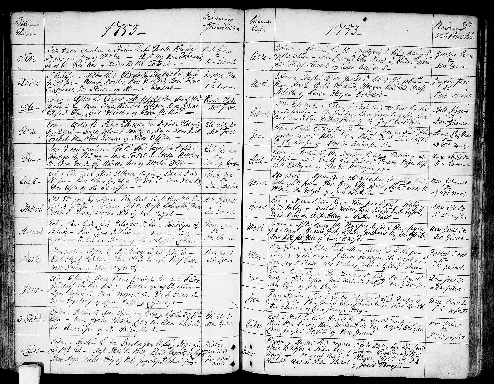 Asker prestekontor Kirkebøker, SAO/A-10256a/F/Fa/L0002: Parish register (official) no. I 2, 1733-1766, p. 97