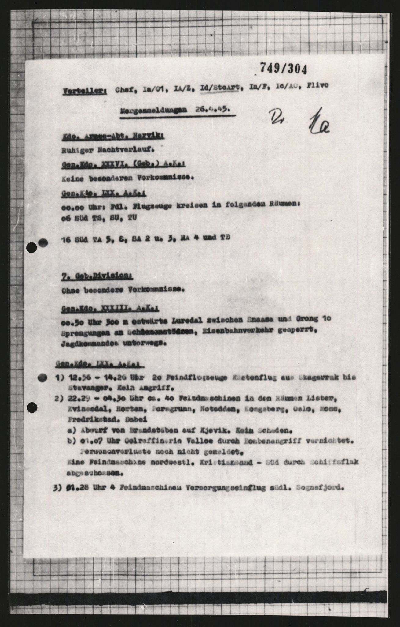 Forsvarets Overkommando. 2 kontor. Arkiv 11.4. Spredte tyske arkivsaker, AV/RA-RAFA-7031/D/Dar/Dara/L0009: Krigsdagbøker for 20. Gebirgs-Armee-Oberkommando (AOK 20), 1940-1945, p. 455