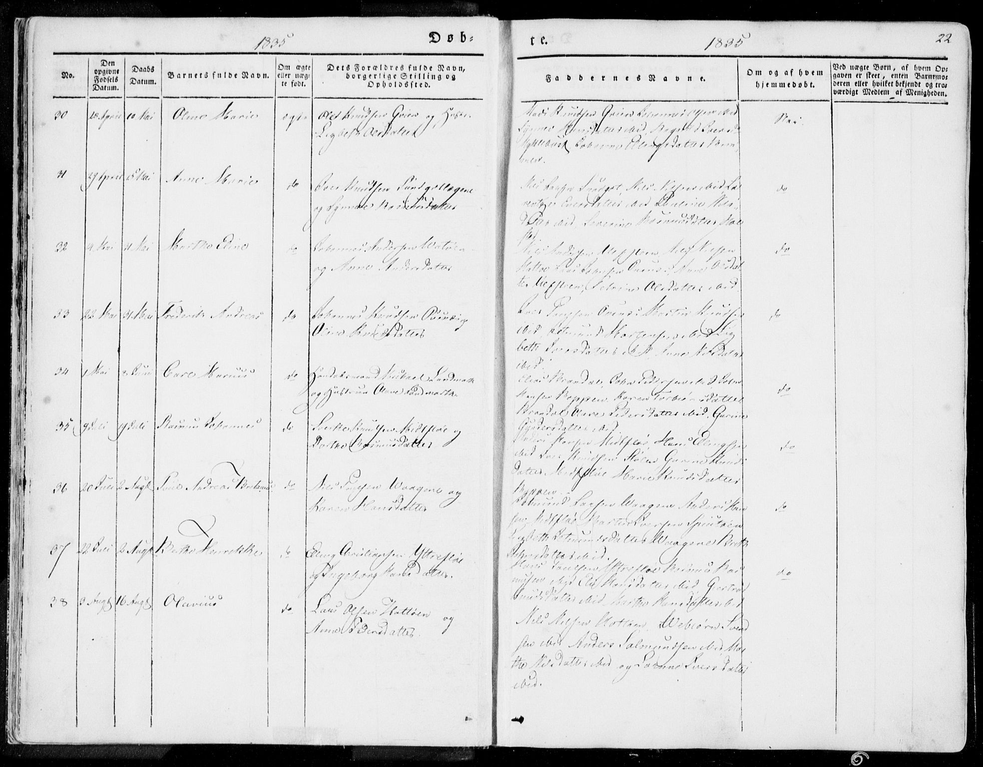 Ministerialprotokoller, klokkerbøker og fødselsregistre - Møre og Romsdal, AV/SAT-A-1454/509/L0104: Parish register (official) no. 509A02, 1833-1847, p. 22