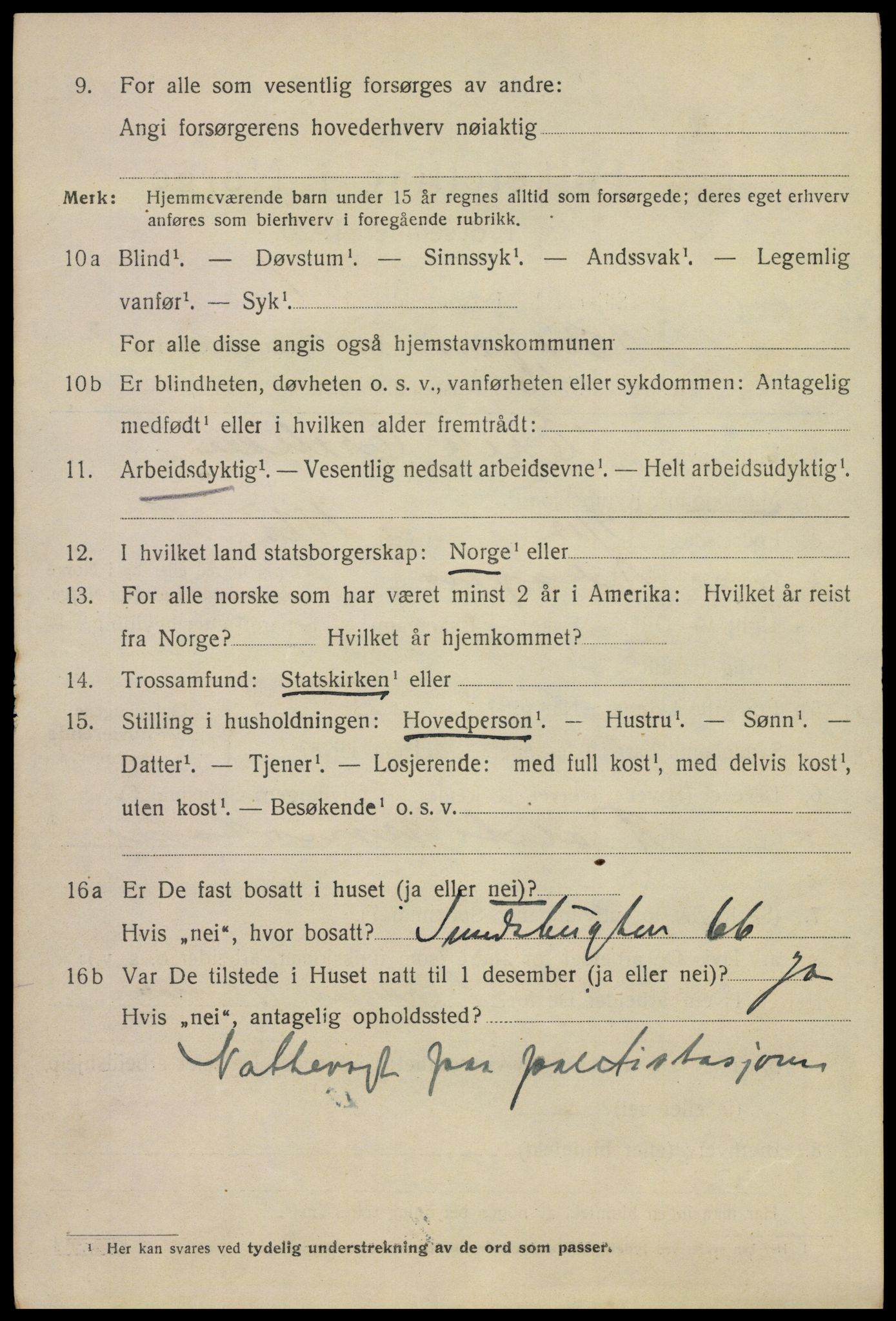 SAKO, 1920 census for Kragerø, 1920, p. 5454