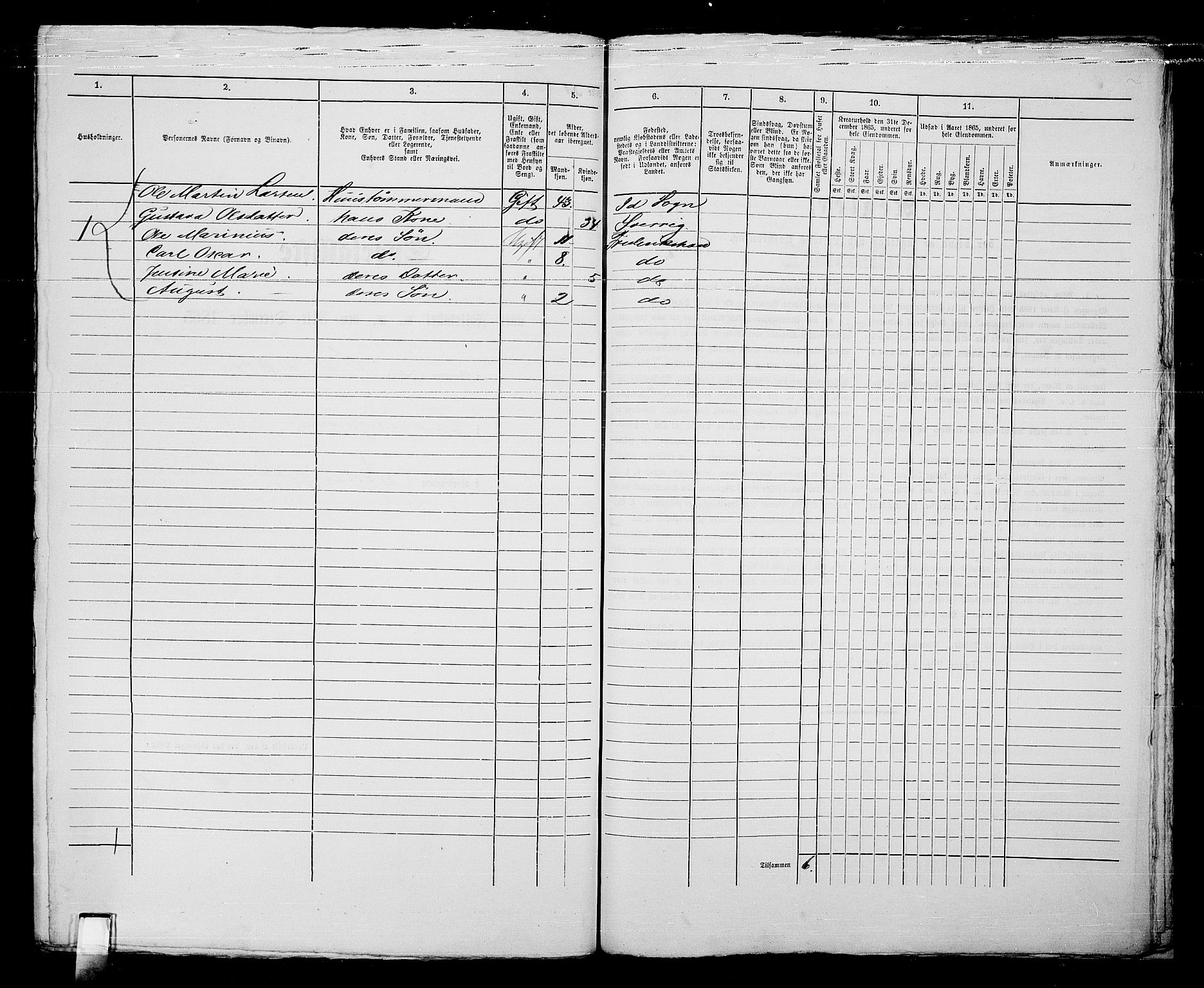 RA, 1865 census for Fredrikshald, 1865, p. 1277