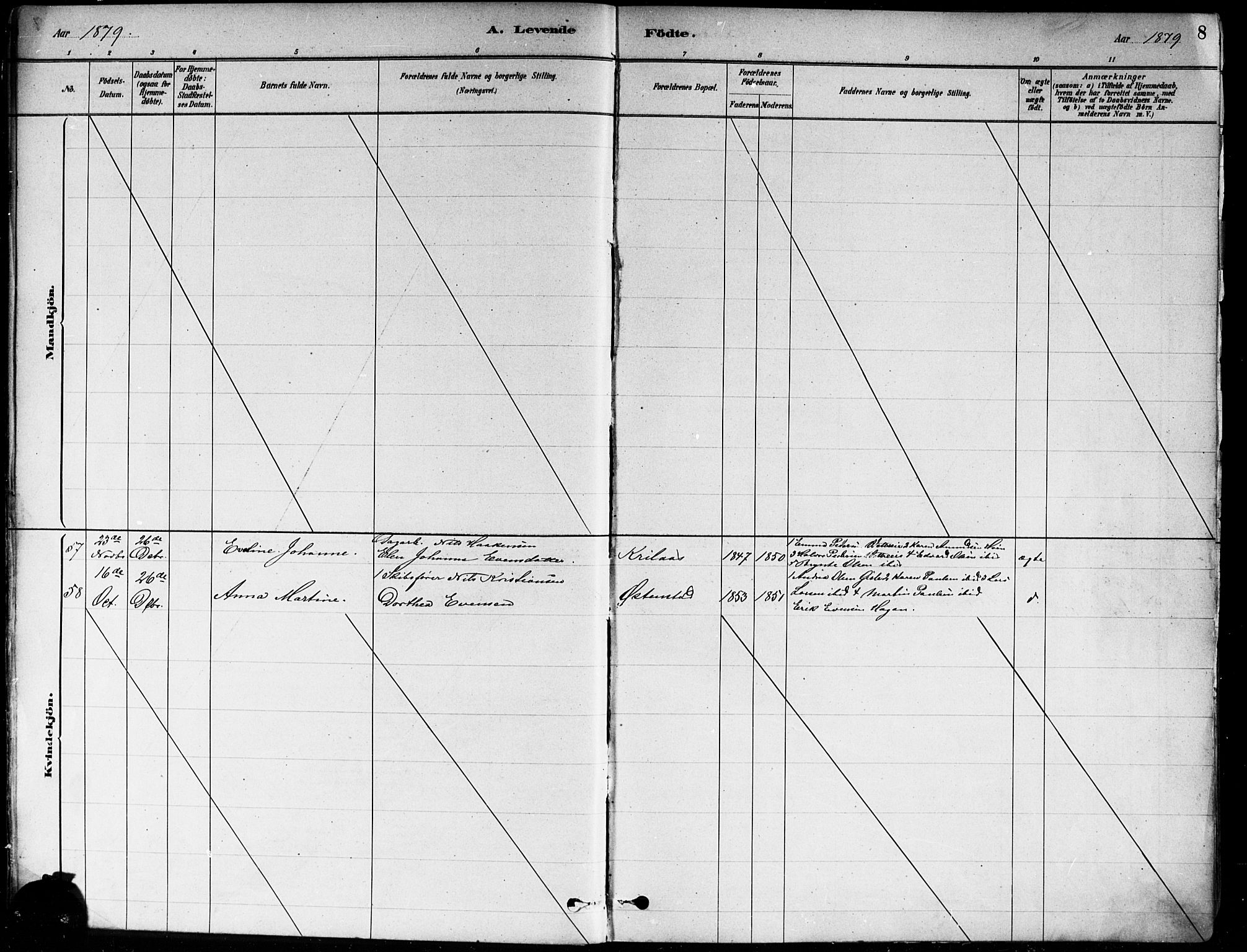 Asker prestekontor Kirkebøker, AV/SAO-A-10256a/F/Fa/L0013: Parish register (official) no. I 13, 1879-1896, p. 8