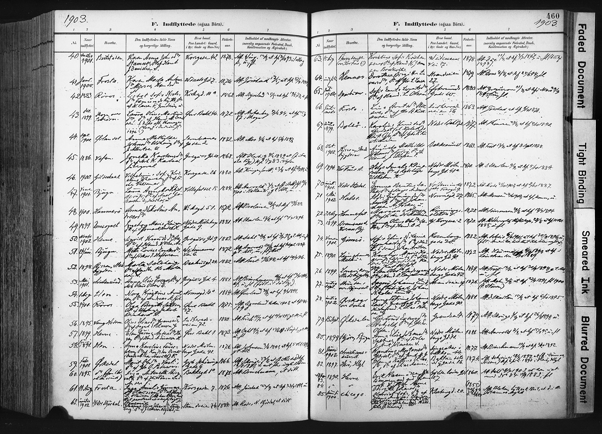 Ministerialprotokoller, klokkerbøker og fødselsregistre - Sør-Trøndelag, SAT/A-1456/604/L0201: Parish register (official) no. 604A21, 1901-1911, p. 460