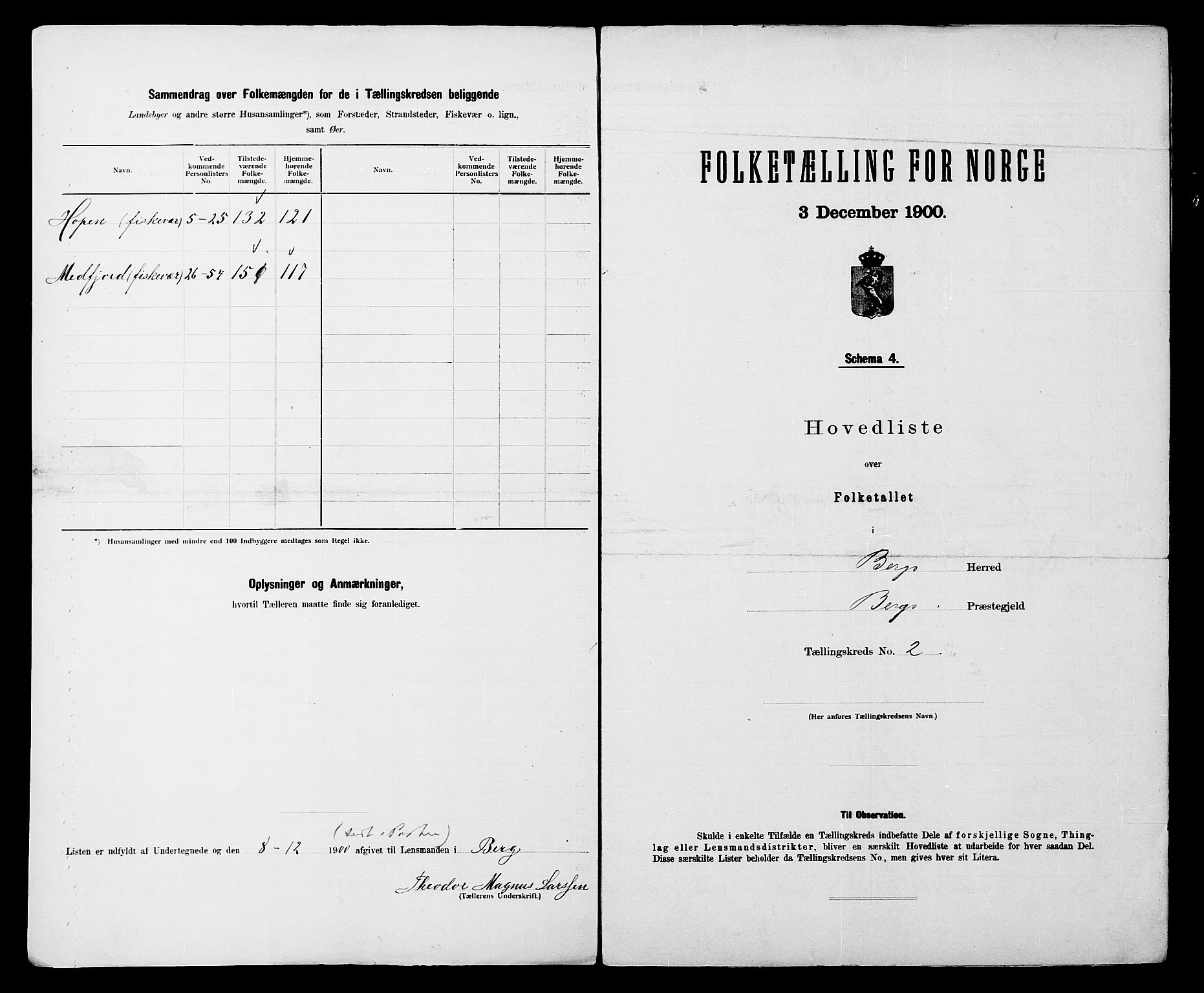 SATØ, 1900 census for Berg, 1900, p. 6