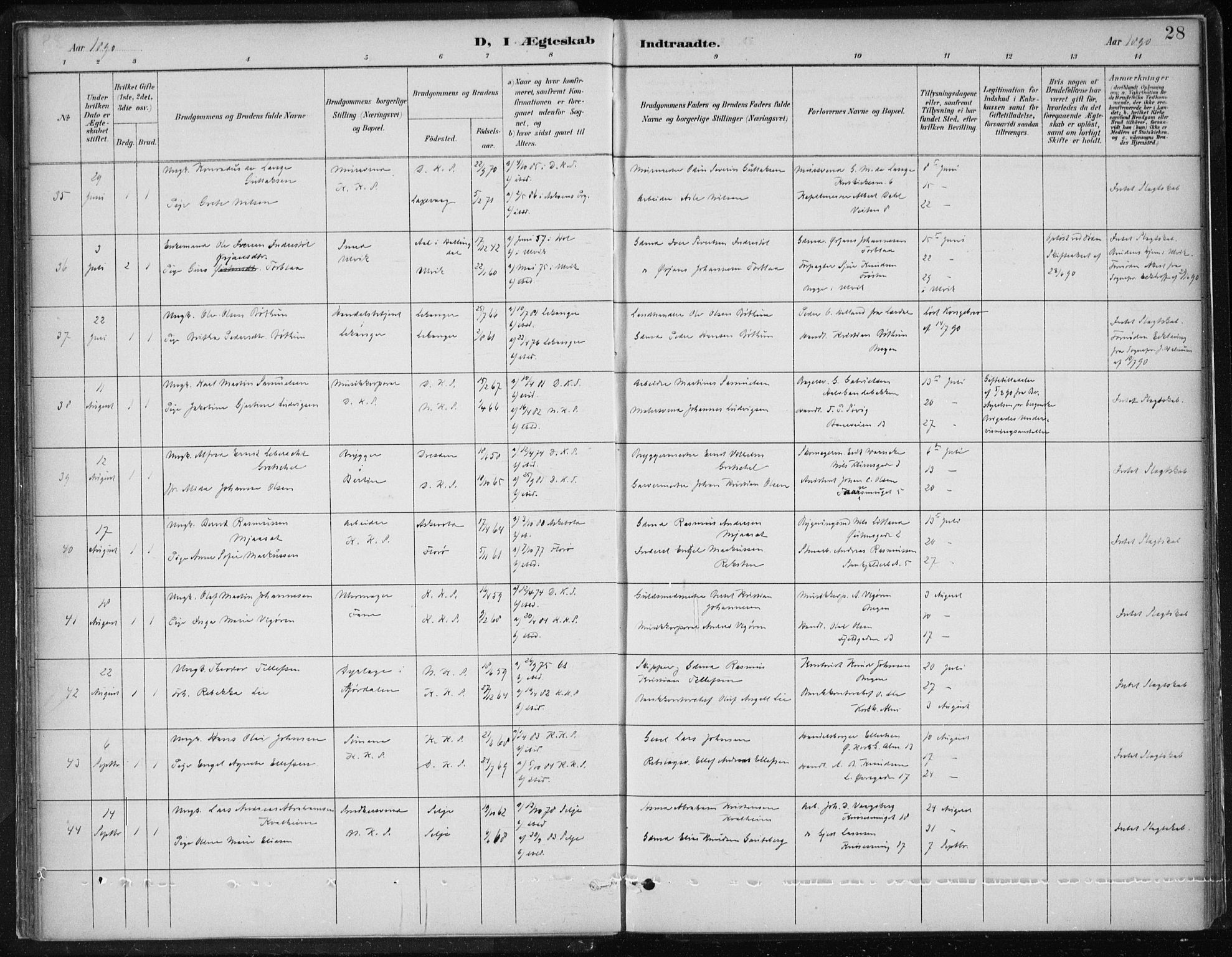 Korskirken sokneprestembete, AV/SAB-A-76101/H/Hab: Parish register (copy) no. D 3, 1887-1906, p. 28