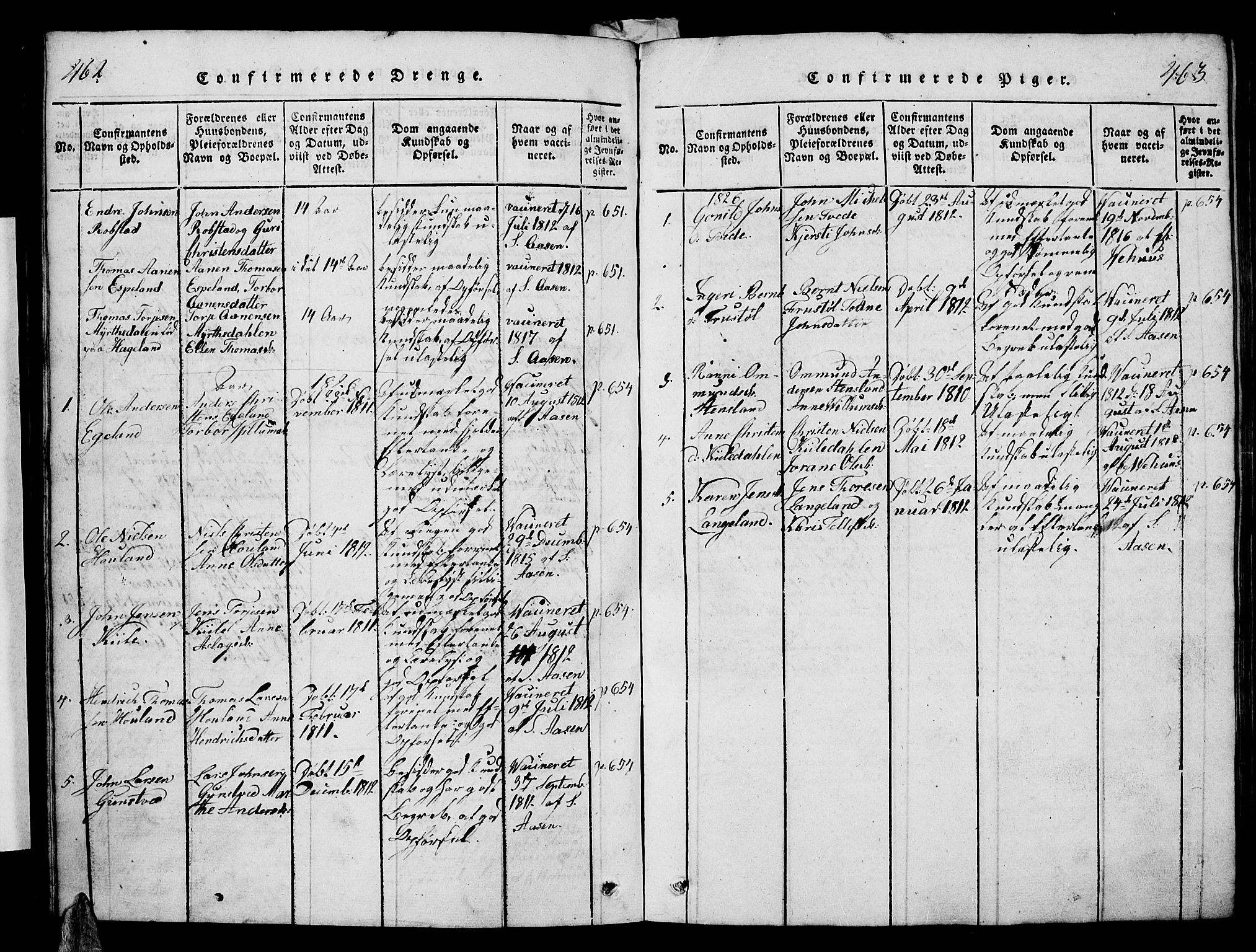 Vennesla sokneprestkontor, SAK/1111-0045/Fb/Fba/L0001: Parish register (copy) no. B 1, 1820-1834, p. 462-463