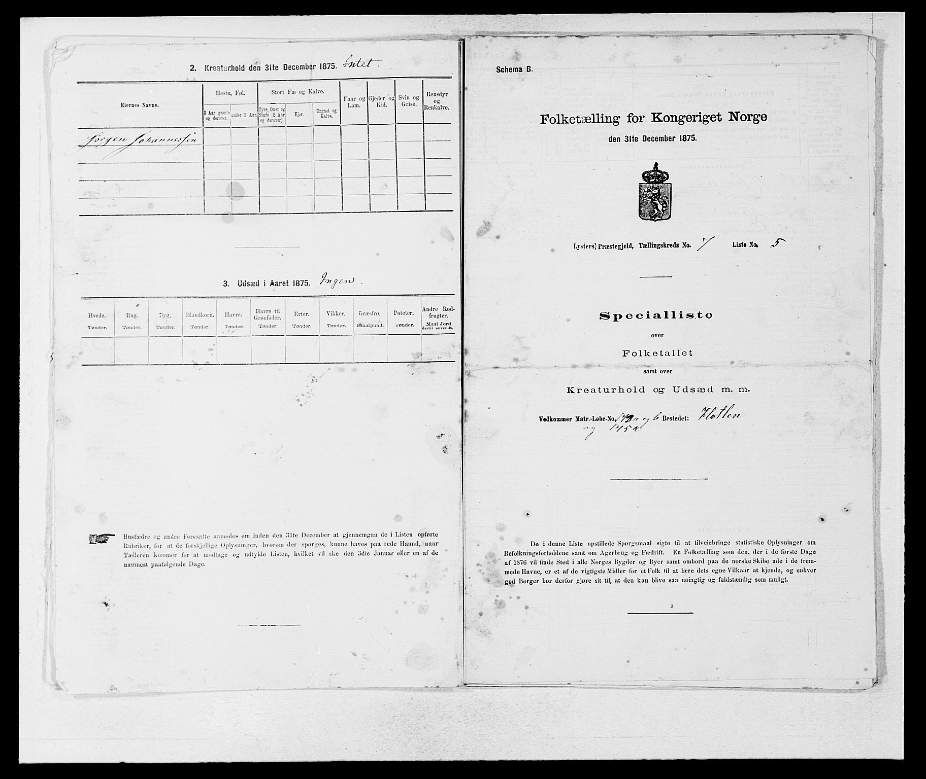 SAB, 1875 census for 1426P Luster, 1875, p. 1107