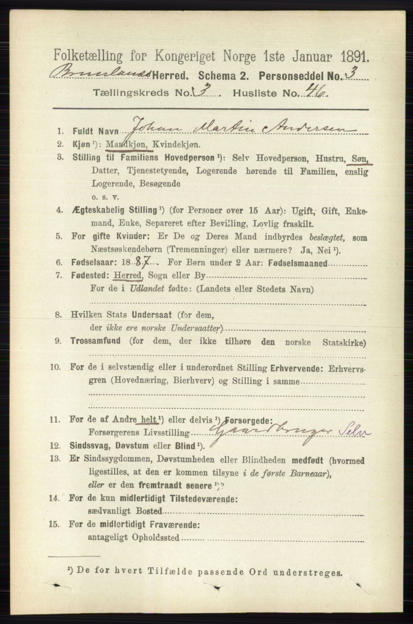 RA, 1891 census for 0726 Brunlanes, 1891, p. 1629