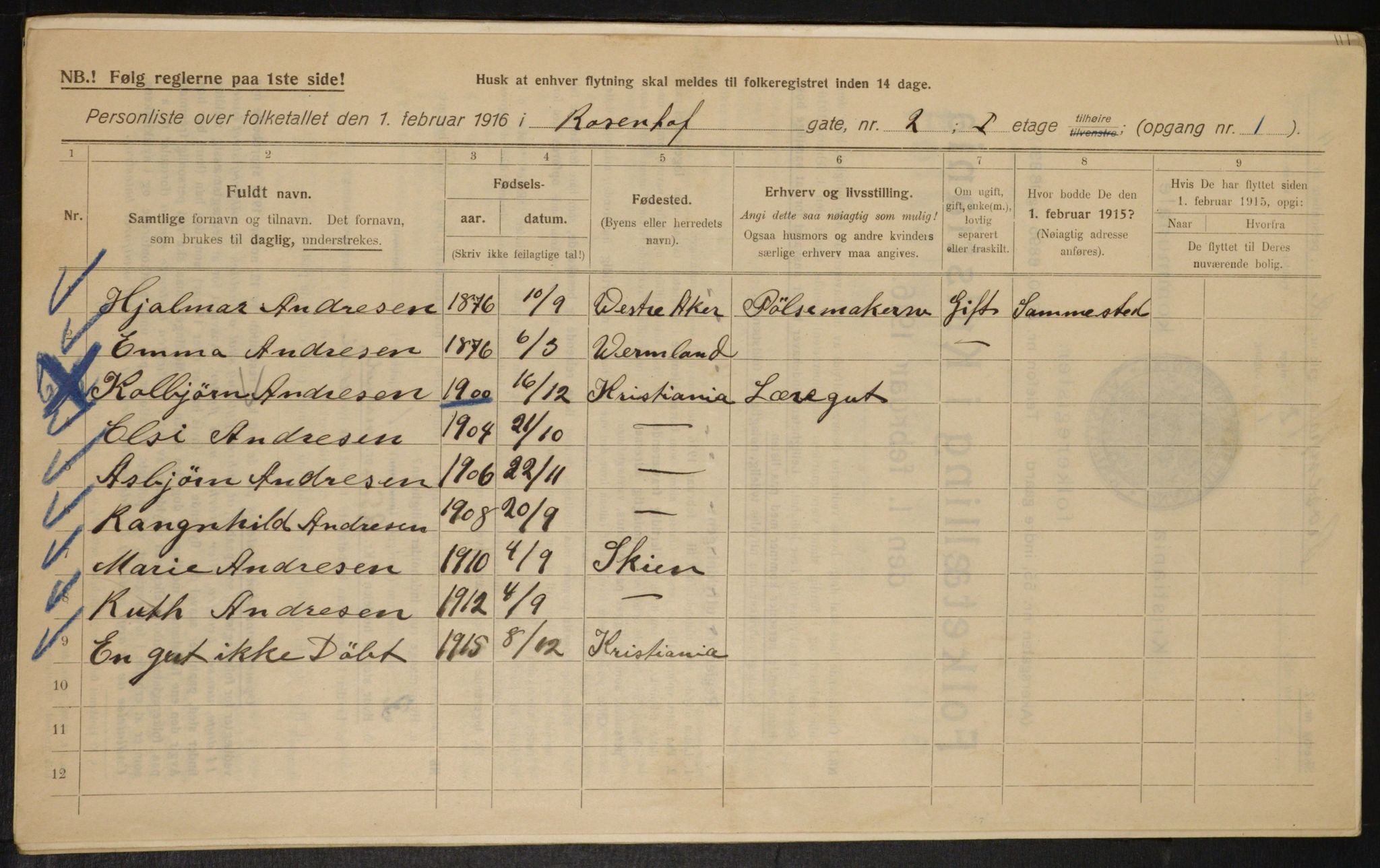 OBA, Municipal Census 1916 for Kristiania, 1916, p. 85843