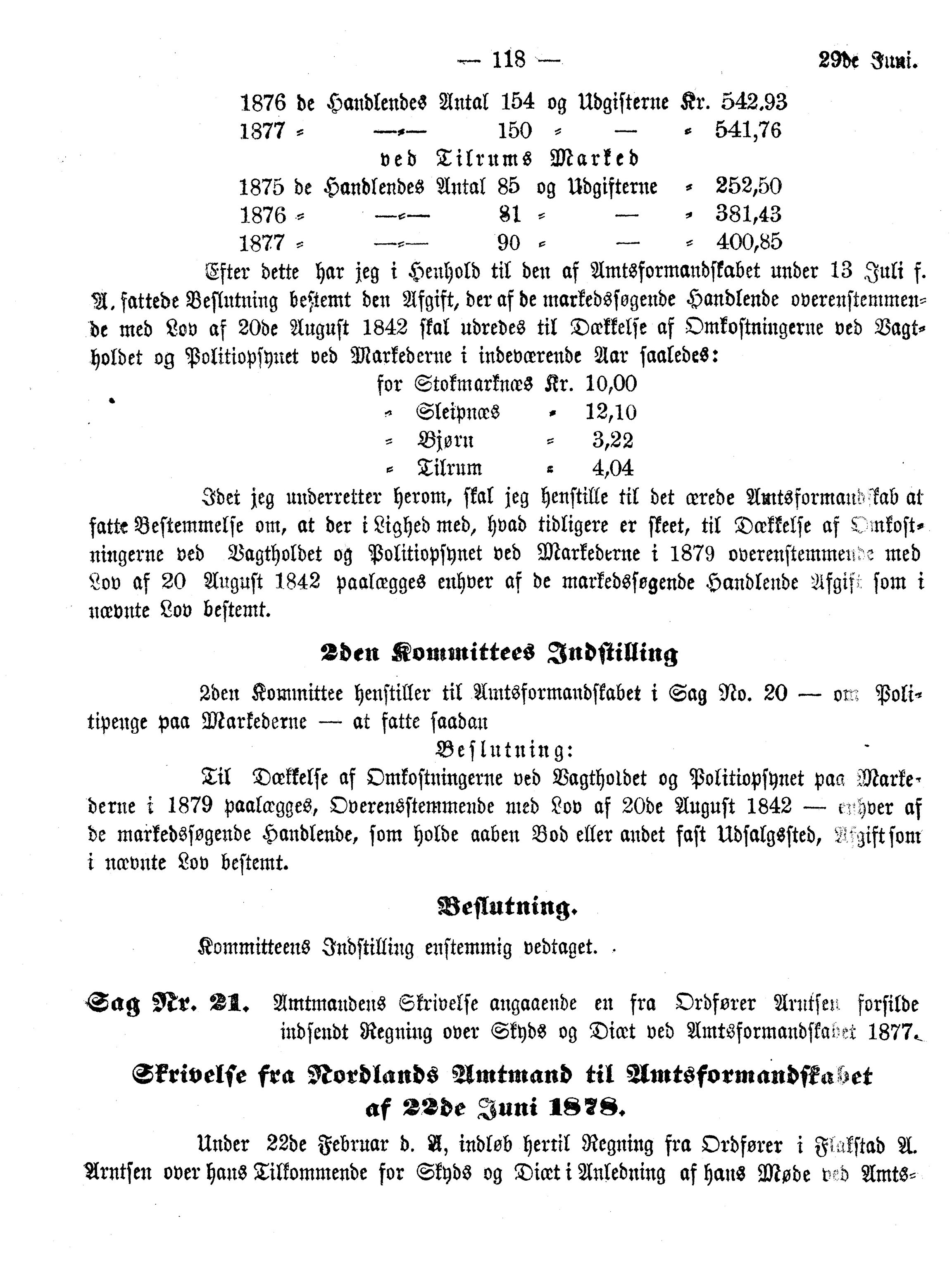 Nordland Fylkeskommune. Fylkestinget, AIN/NFK-17/176/A/Ac/L0010: Fylkestingsforhandlinger 1874-1880, 1874-1880