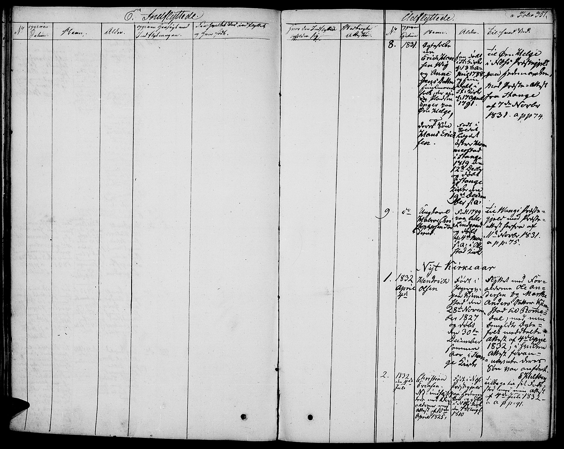 Stange prestekontor, SAH/PREST-002/K/L0009: Parish register (official) no. 9, 1826-1835, p. 351