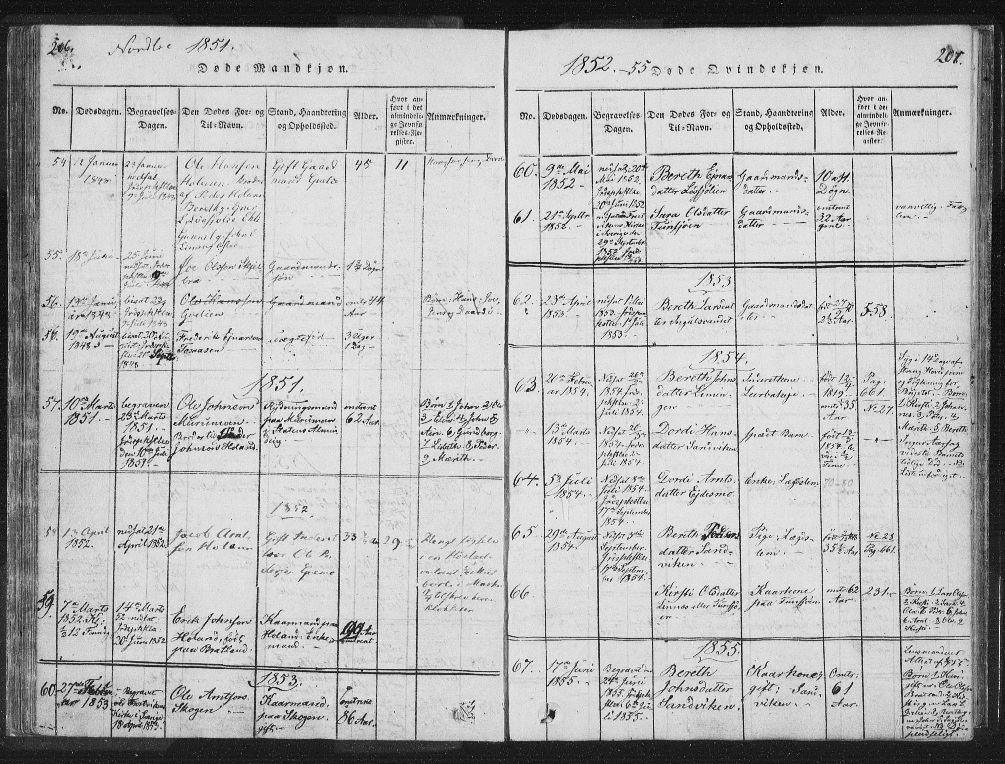 Ministerialprotokoller, klokkerbøker og fødselsregistre - Nord-Trøndelag, SAT/A-1458/755/L0491: Parish register (official) no. 755A01 /1, 1817-1864, p. 206-207