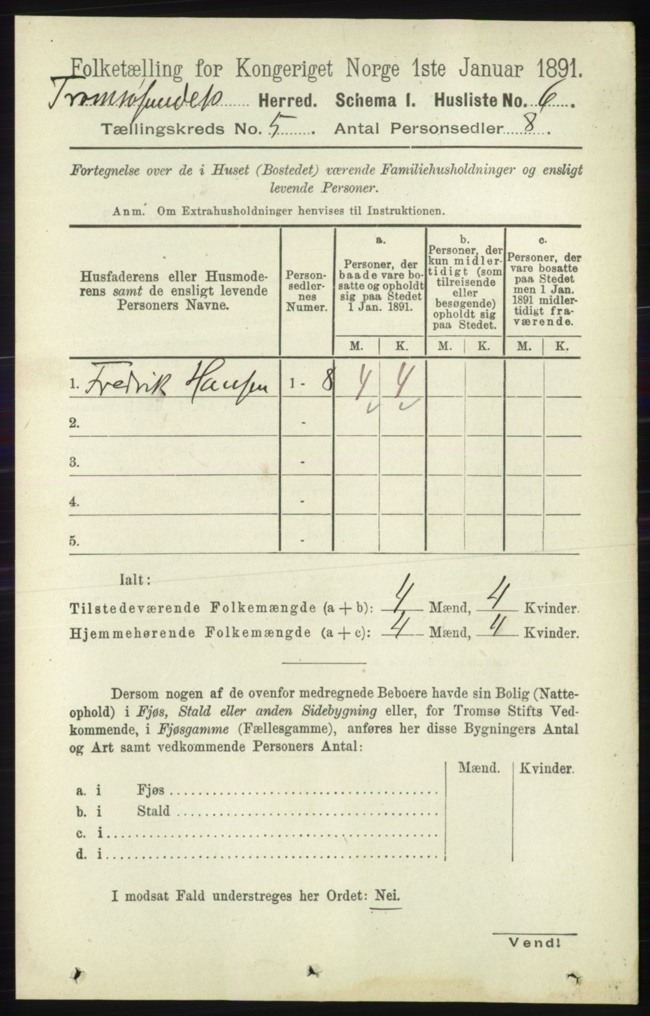 RA, 1891 census for 1934 Tromsøysund, 1891, p. 2247
