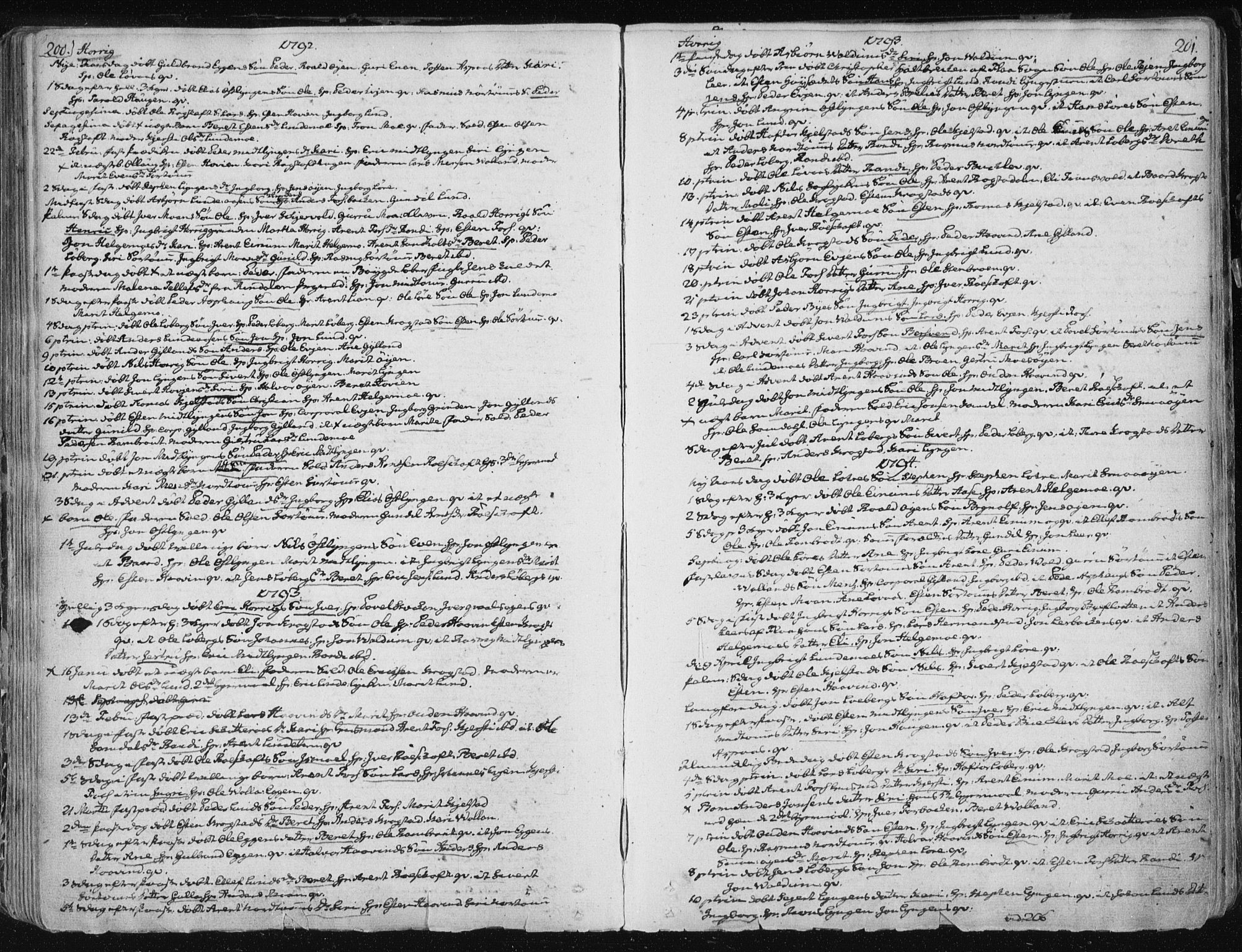 Ministerialprotokoller, klokkerbøker og fødselsregistre - Sør-Trøndelag, AV/SAT-A-1456/687/L0992: Parish register (official) no. 687A03 /1, 1788-1815, p. 200-201