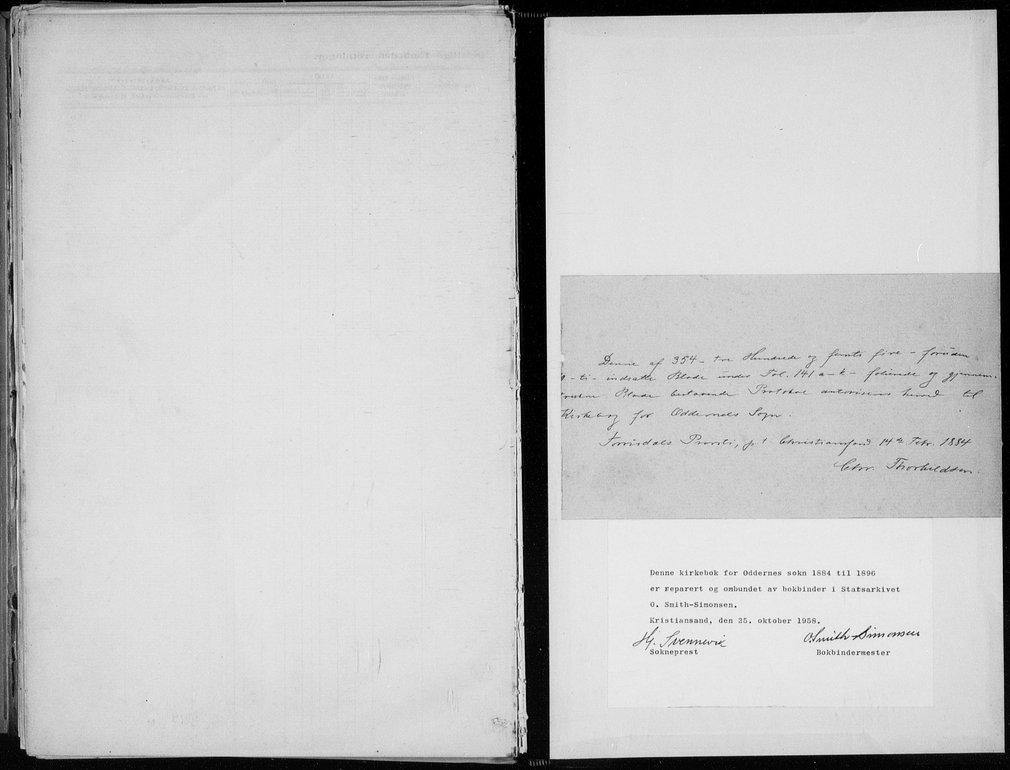 Oddernes sokneprestkontor, SAK/1111-0033/F/Fa/Faa/L0009: Parish register (official) no. A 9, 1884-1896