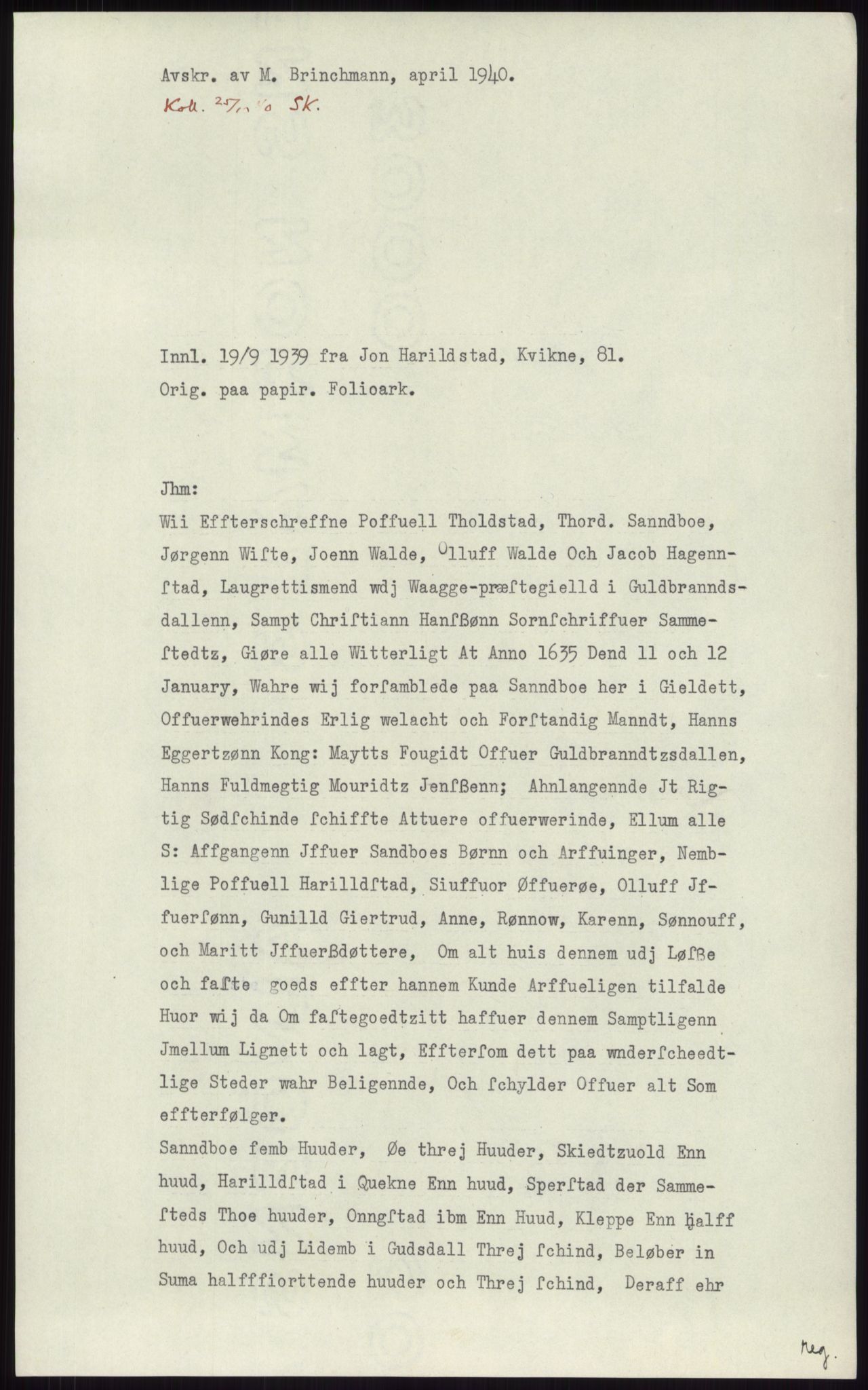 Samlinger til kildeutgivelse, Diplomavskriftsamlingen, AV/RA-EA-4053/H/Ha, p. 2783