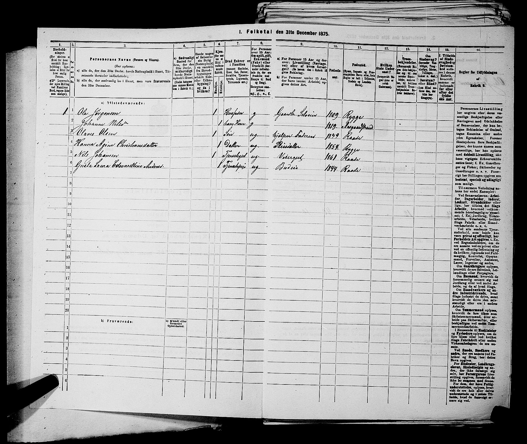 RA, 1875 census for 0135P Råde, 1875, p. 769