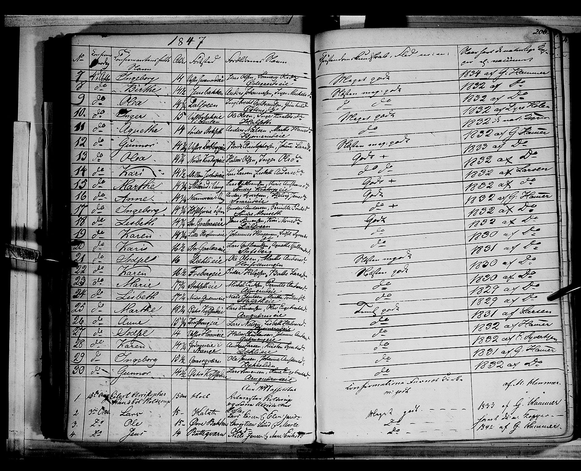 Vang prestekontor, Hedmark, SAH/PREST-008/H/Ha/Haa/L0010: Parish register (official) no. 10, 1841-1855, p. 206