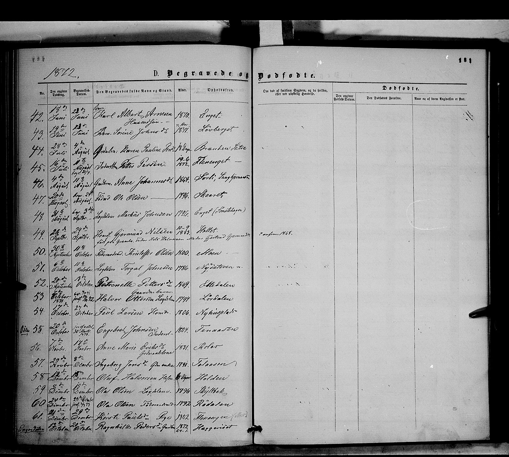 Trysil prestekontor, SAH/PREST-046/H/Ha/Haa/L0006: Parish register (official) no. 6, 1866-1873, p. 181