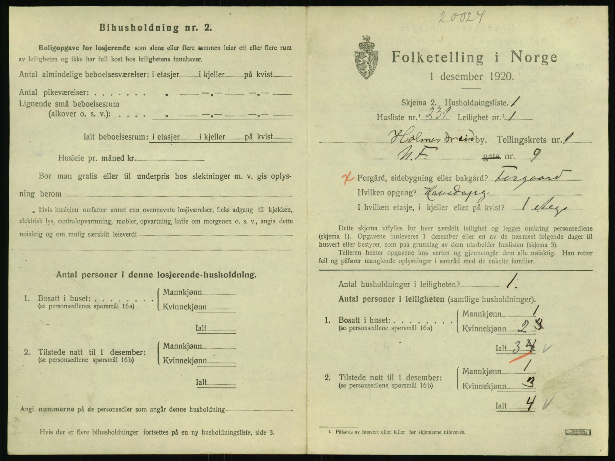 SAKO, 1920 census for Holmestrand, 1920, p. 806