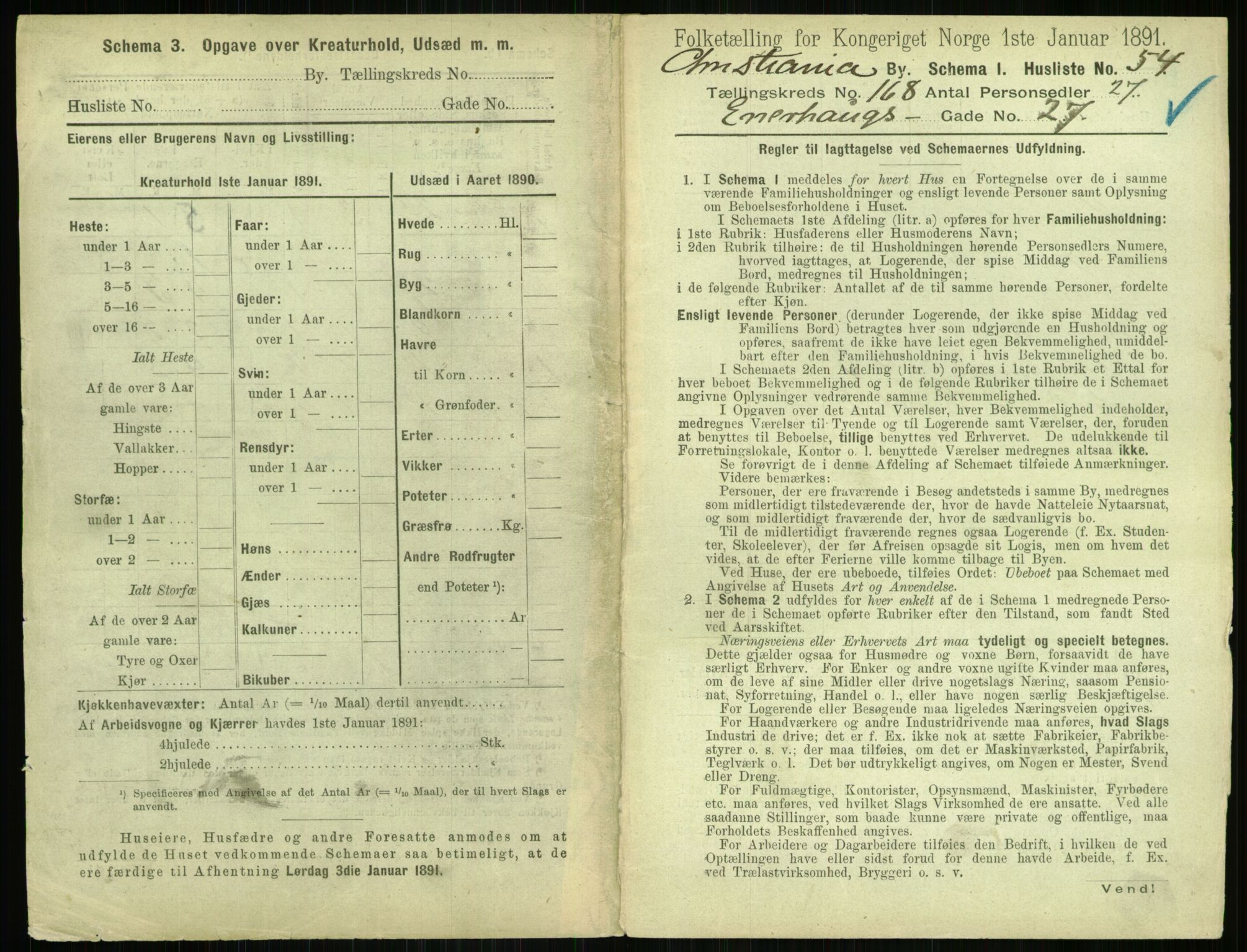 RA, 1891 census for 0301 Kristiania, 1891, p. 98156