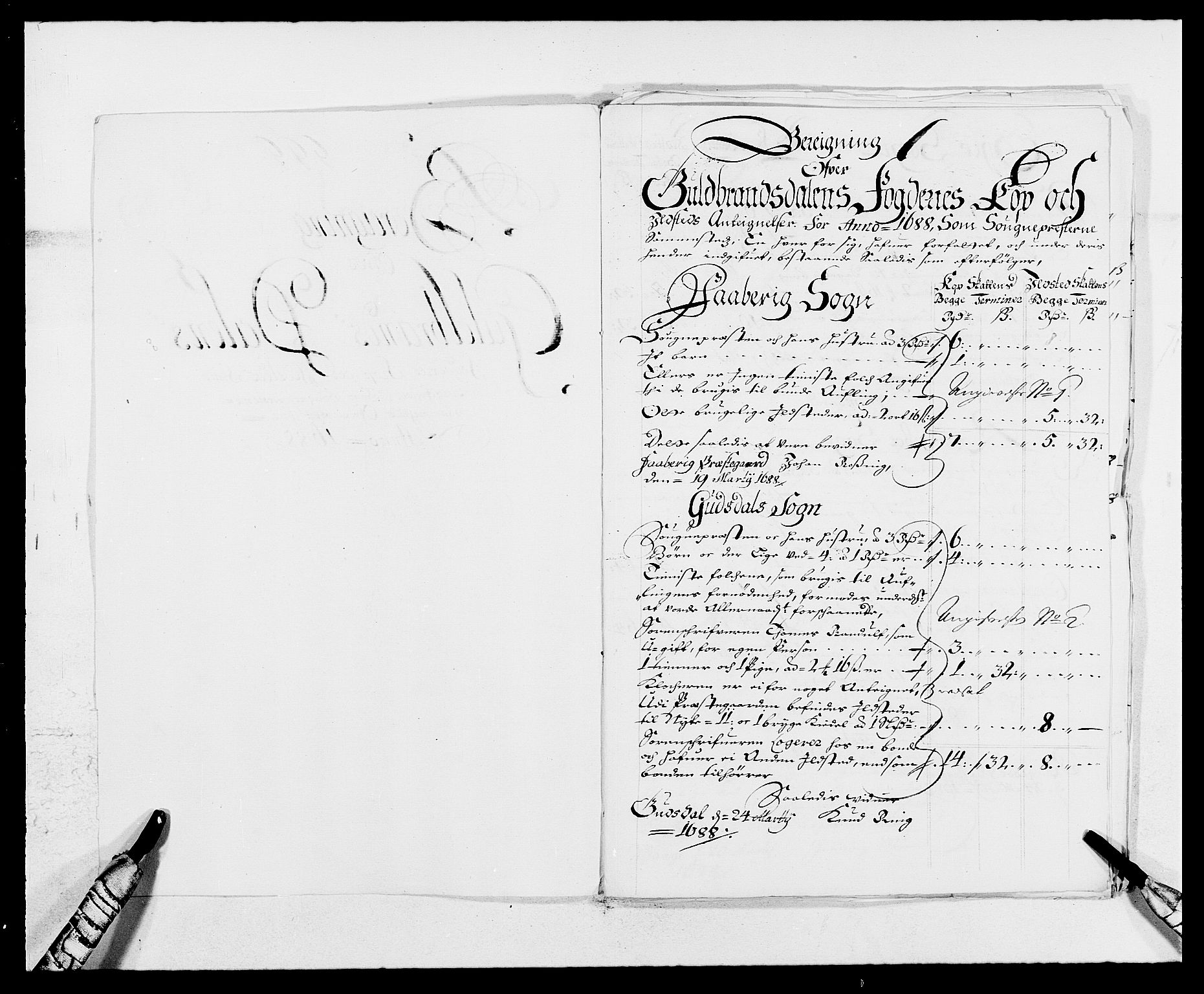 Rentekammeret inntil 1814, Reviderte regnskaper, Fogderegnskap, RA/EA-4092/R17/L1163: Fogderegnskap Gudbrandsdal, 1682-1689, p. 298