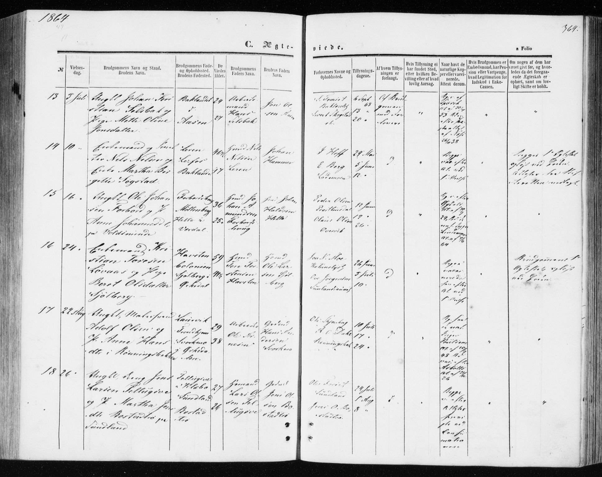 Ministerialprotokoller, klokkerbøker og fødselsregistre - Sør-Trøndelag, AV/SAT-A-1456/606/L0292: Parish register (official) no. 606A07, 1856-1865, p. 369