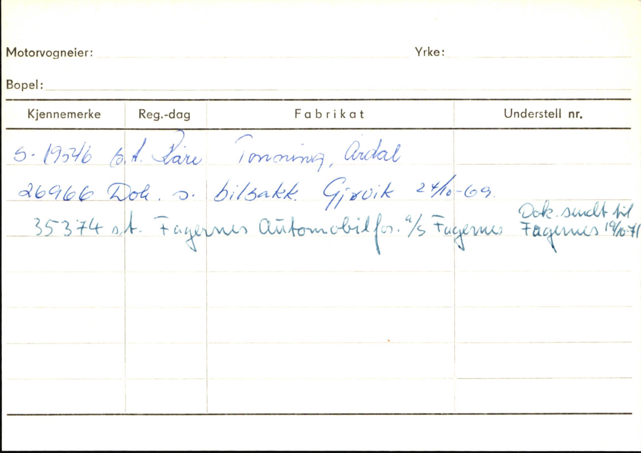 Statens vegvesen, Sogn og Fjordane vegkontor, AV/SAB-A-5301/4/F/L0145: Registerkort Vågsøy S-Å. Årdal I-P, 1945-1975, p. 1512