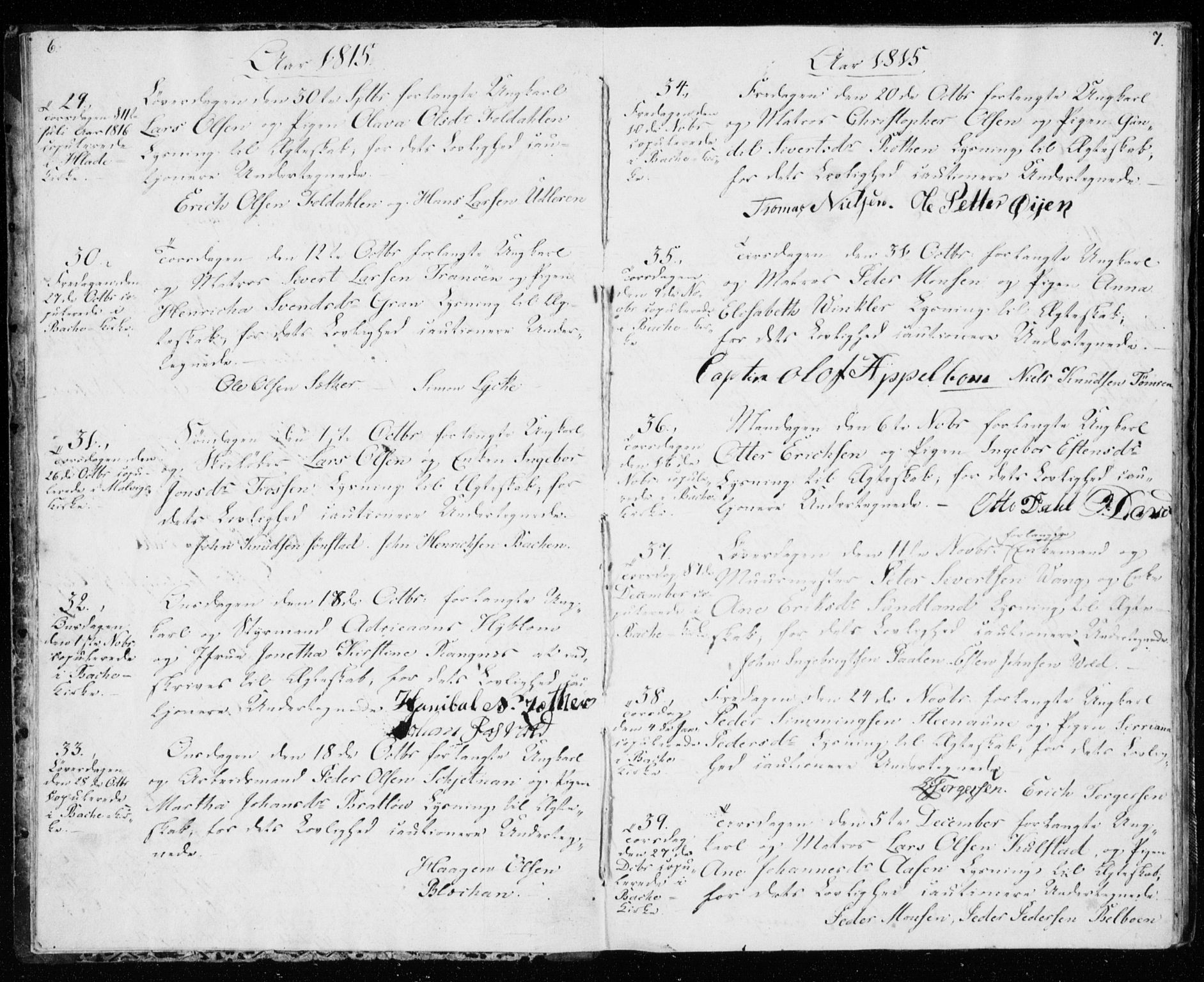 Ministerialprotokoller, klokkerbøker og fødselsregistre - Sør-Trøndelag, SAT/A-1456/606/L0295: Banns register no. 606A10, 1815-1833, p. 6-7