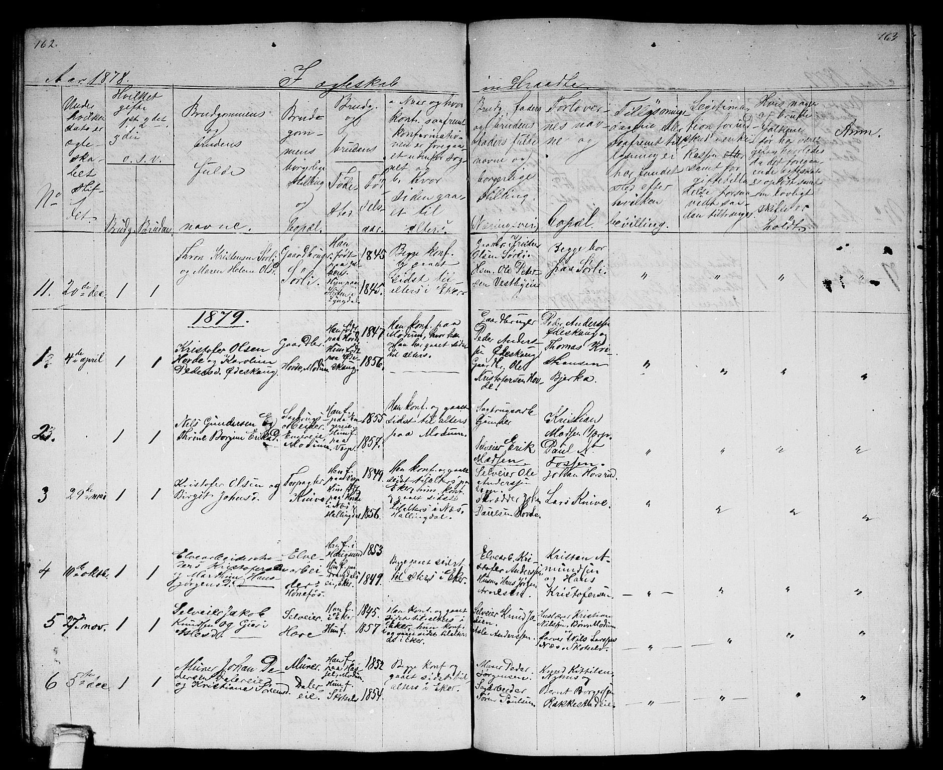 Eiker kirkebøker, SAKO/A-4/G/Gb/L0002: Parish register (copy) no. II 2, 1865-1879, p. 162-163