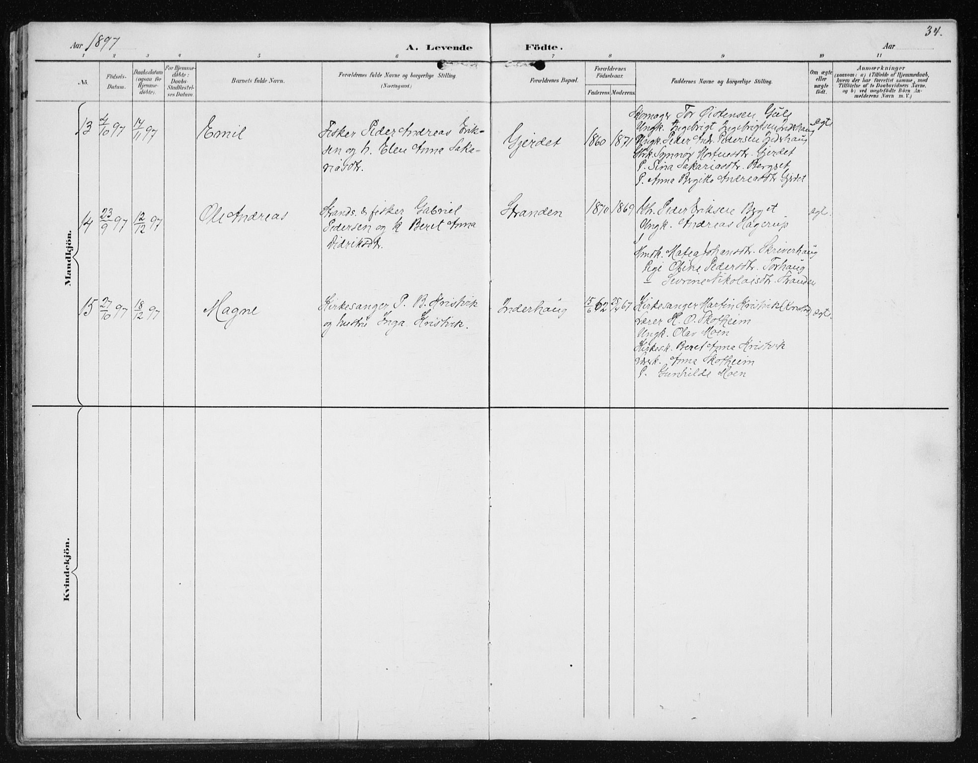 Ministerialprotokoller, klokkerbøker og fødselsregistre - Møre og Romsdal, AV/SAT-A-1454/566/L0773: Parish register (copy) no. 566C02, 1892-1909, p. 34