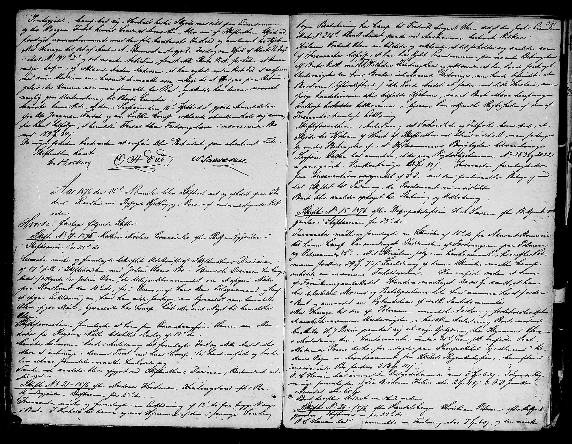 Kristiansand byrett, AV/SAK-1223-0001/H/Hc/L0028: Skifteprotokoll nr. 24, med register, 1866-1876, p. 360b-361a