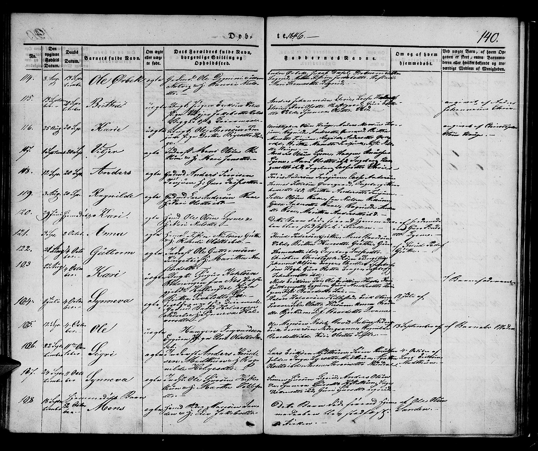 Lærdal sokneprestembete, AV/SAB-A-81201: Parish register (official) no. A 6, 1835-1849, p. 140