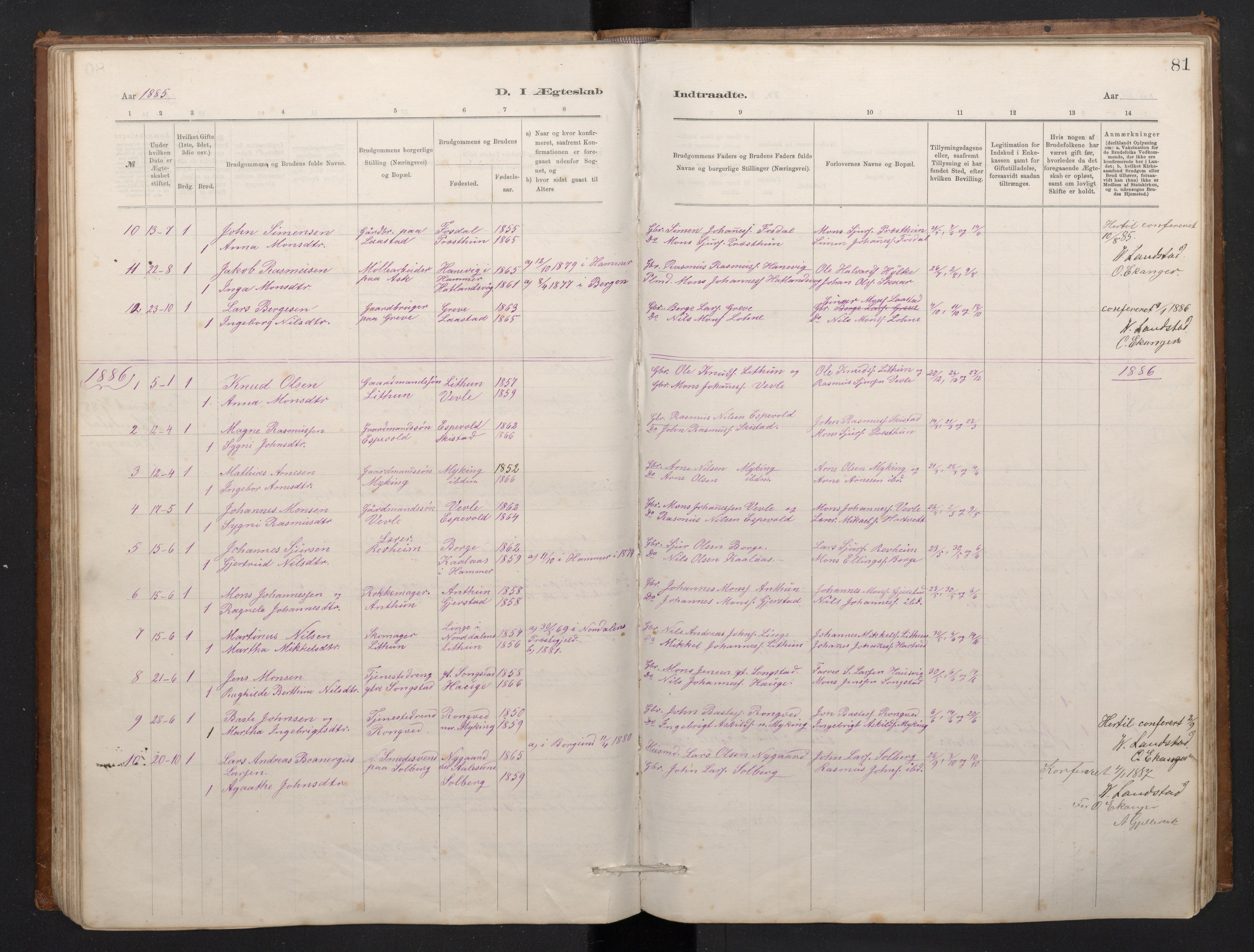 Haus sokneprestembete, AV/SAB-A-75601/H/Hab: Parish register (copy) no. C 2, 1878-1892, p. 80b-81a