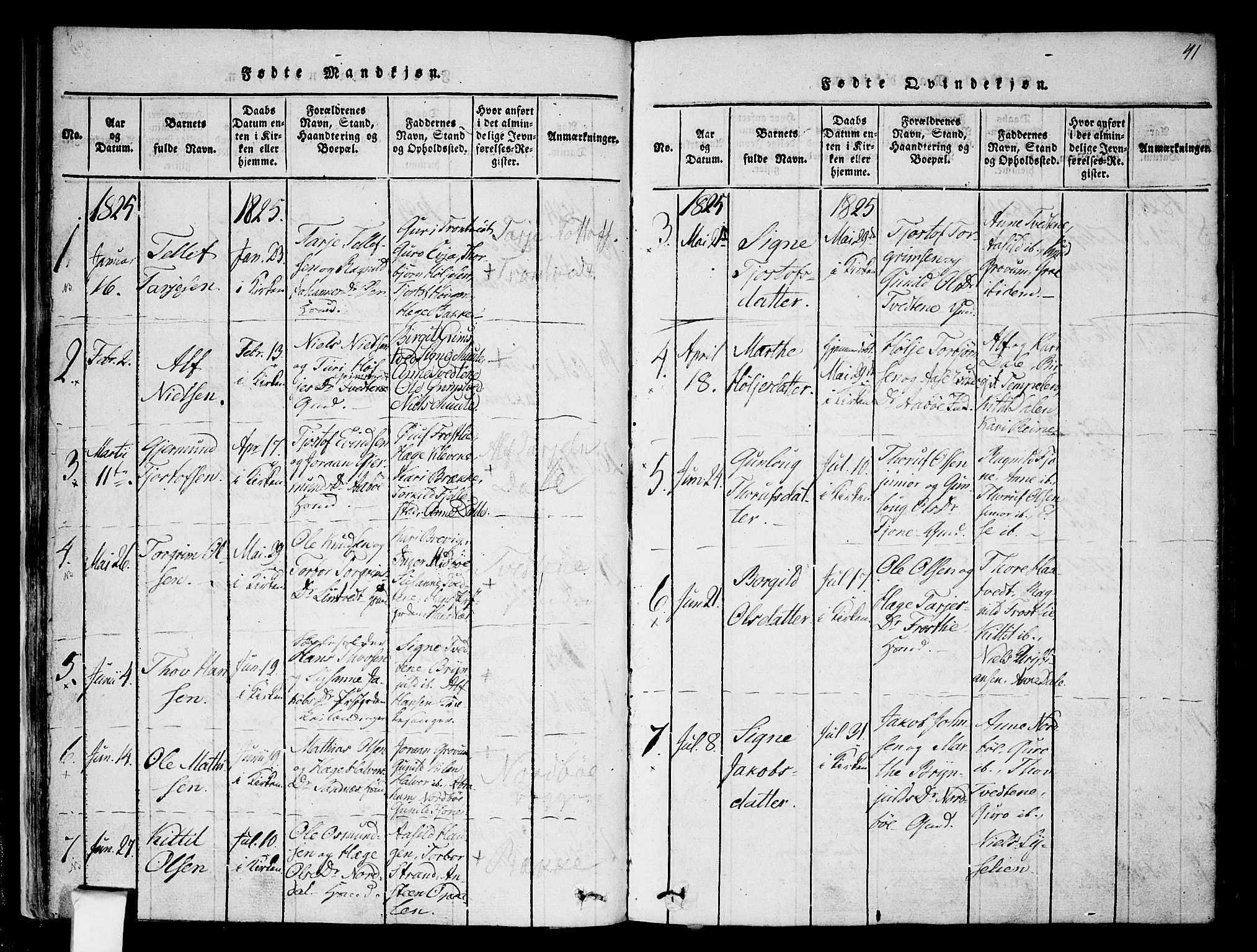 Nissedal kirkebøker, SAKO/A-288/F/Fa/L0002: Parish register (official) no. I 2, 1814-1845, p. 41