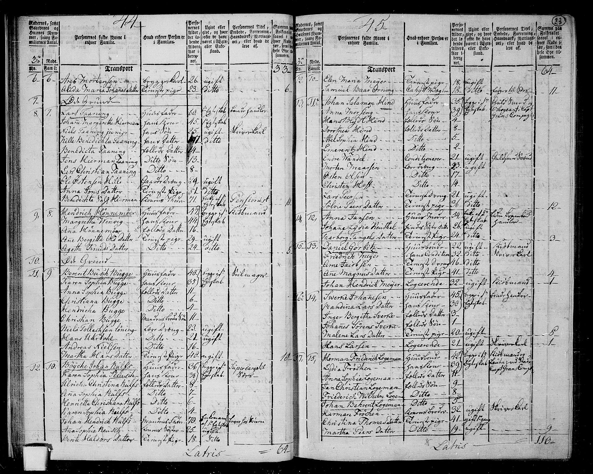 RA, 1801 census for 1301 Bergen, 1801, p. 22b-23a