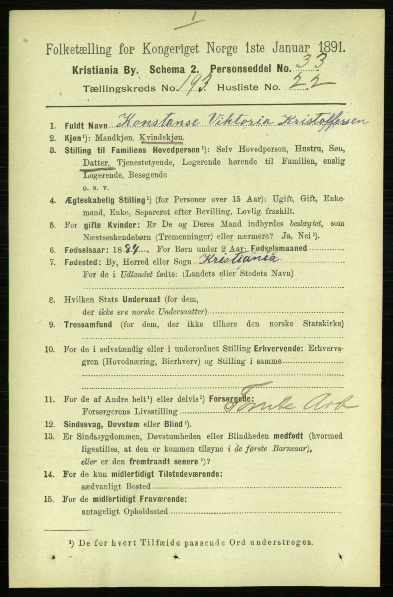 RA, 1891 census for 0301 Kristiania, 1891, p. 116609