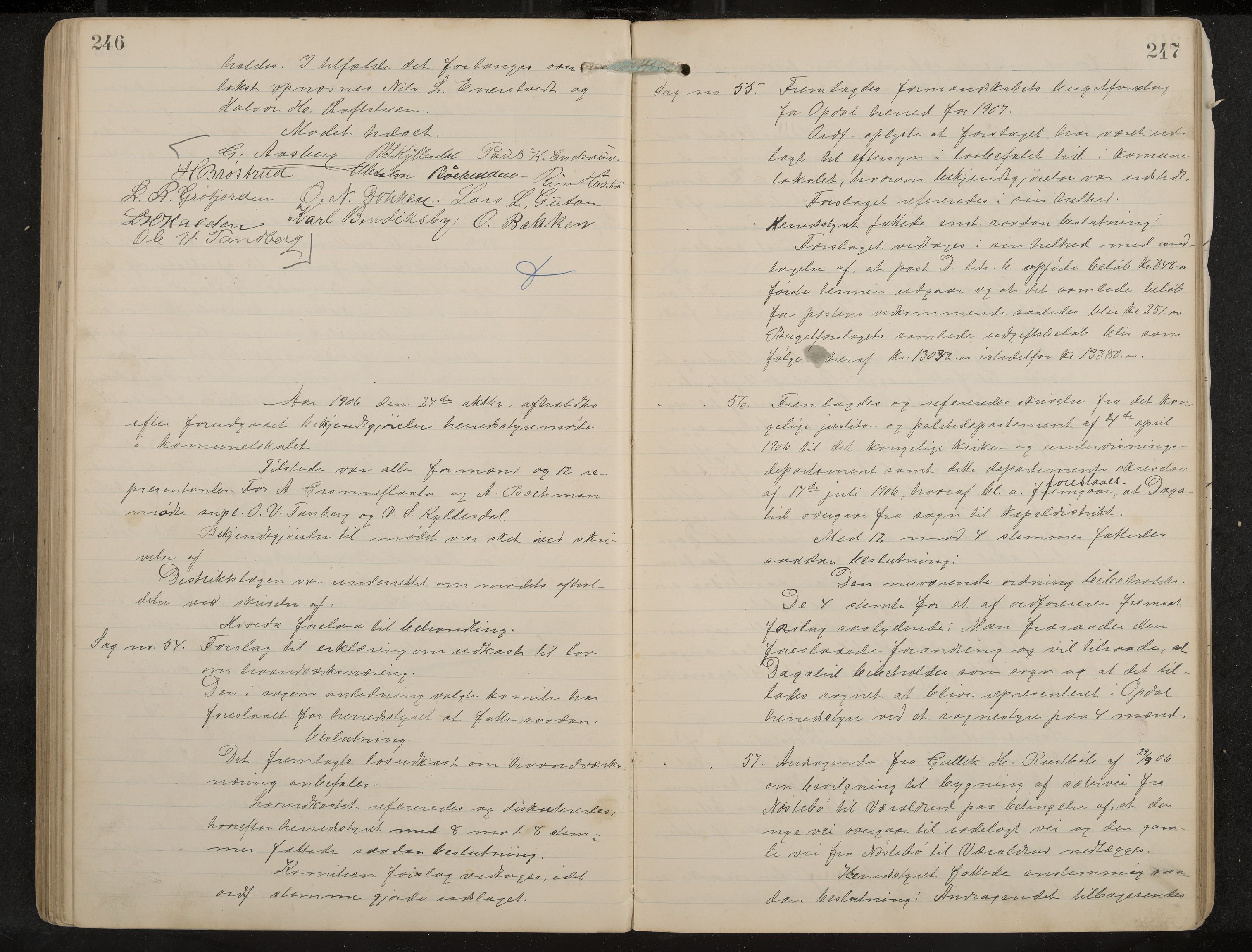 Uvdal formannskap og sentraladministrasjon, IKAK/0634021/A/Aa/L0001: Møtebok, 1901-1909, p. 246-247