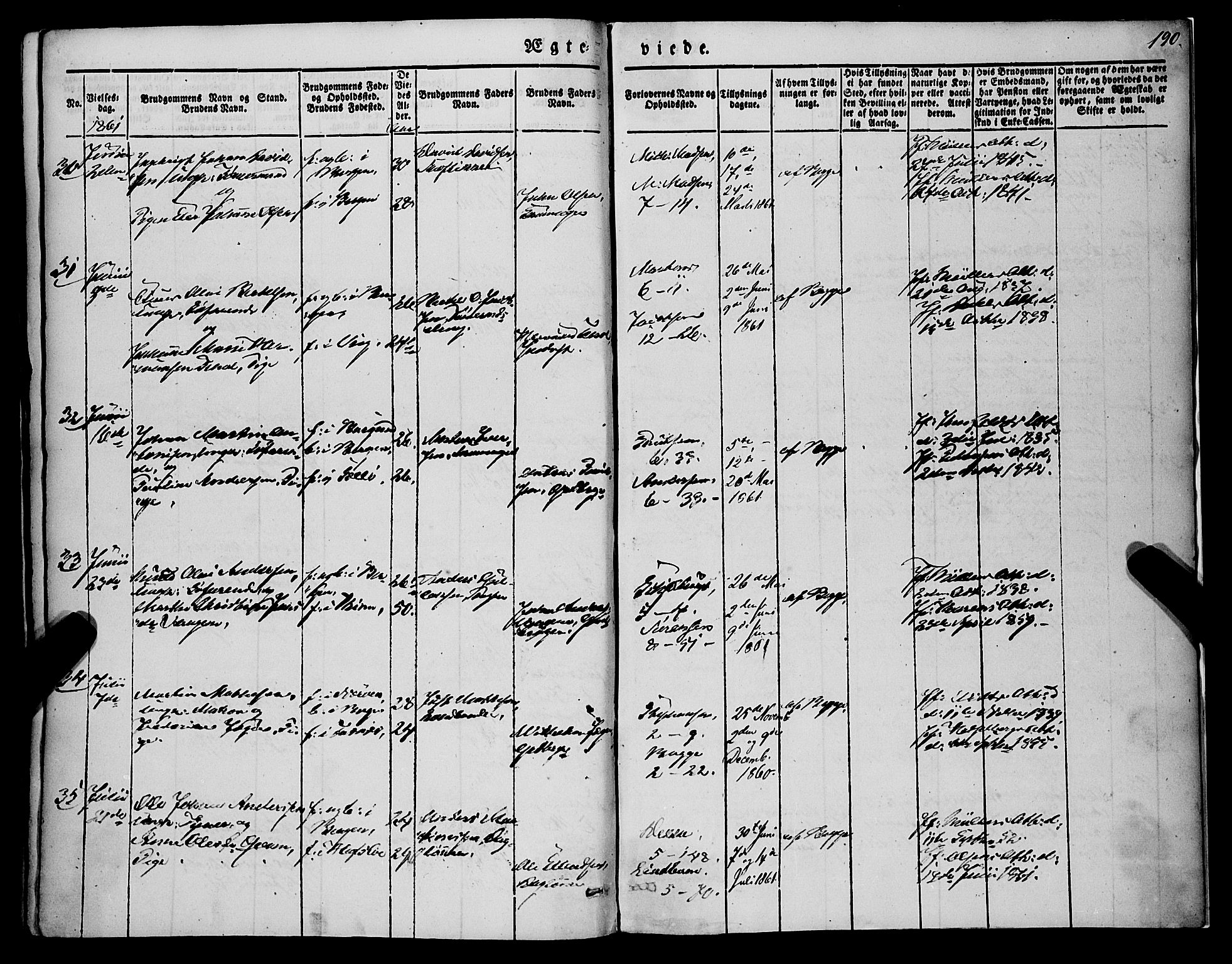 Nykirken Sokneprestembete, AV/SAB-A-77101/H/Haa/L0031: Parish register (official) no. D 1, 1834-1861, p. 190