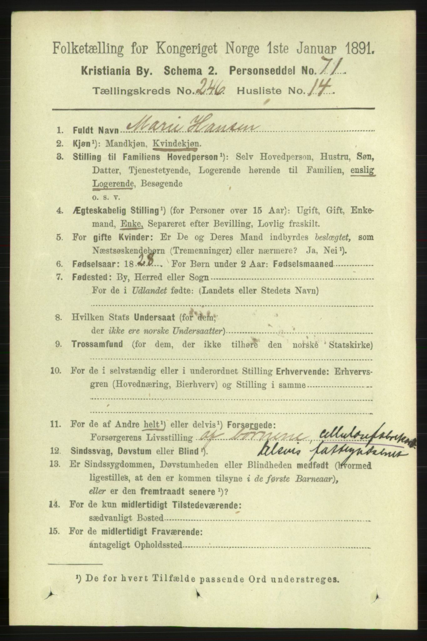 RA, 1891 census for 0301 Kristiania, 1891, p. 150330