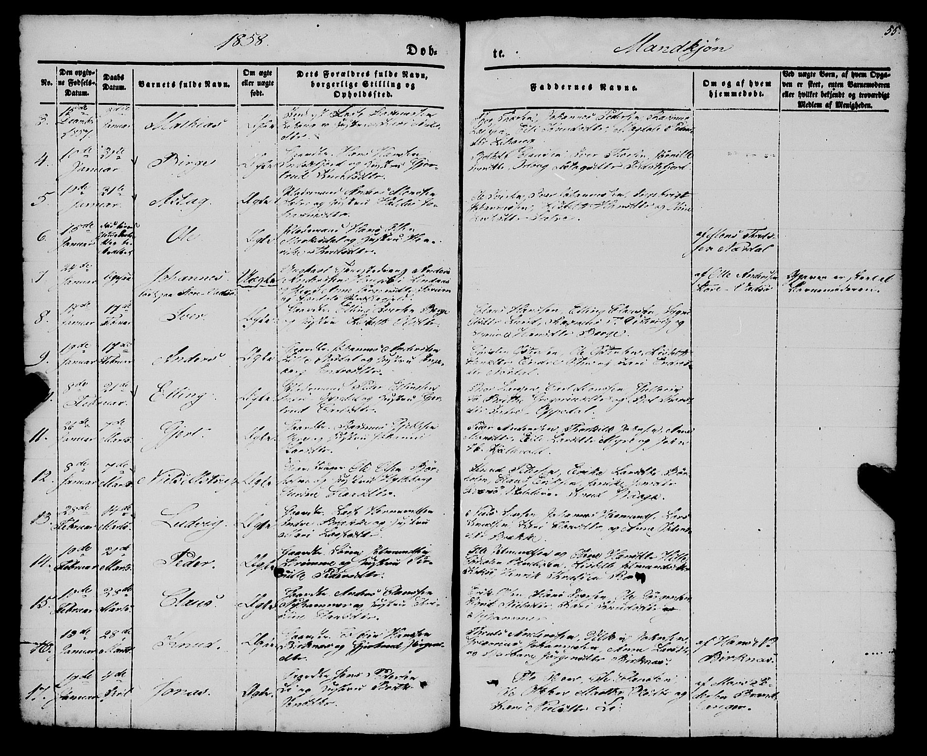 Gulen sokneprestembete, AV/SAB-A-80201/H/Haa/Haaa/L0021: Parish register (official) no. A 21, 1848-1858, p. 55