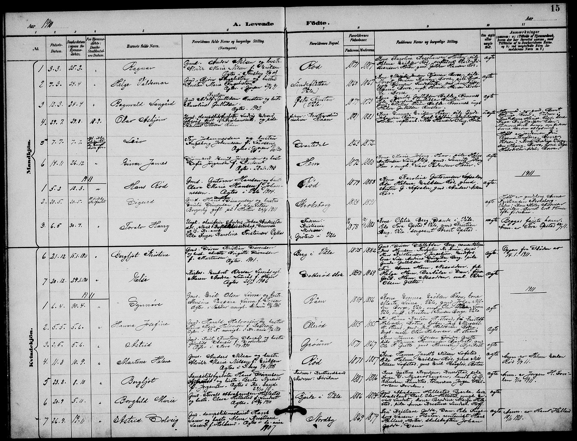 Våle kirkebøker, AV/SAKO-A-334/G/Gb/L0002: Parish register (copy) no. II 2, 1892-1936, p. 15