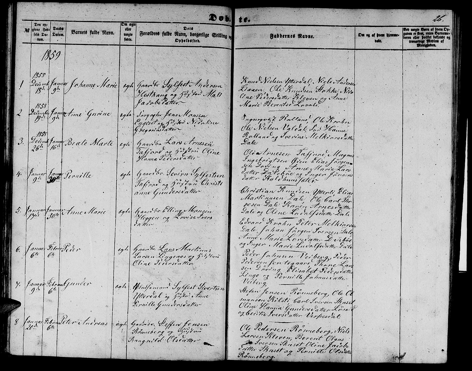 Ministerialprotokoller, klokkerbøker og fødselsregistre - Møre og Romsdal, SAT/A-1454/519/L0261: Parish register (copy) no. 519C02, 1854-1867, p. 26